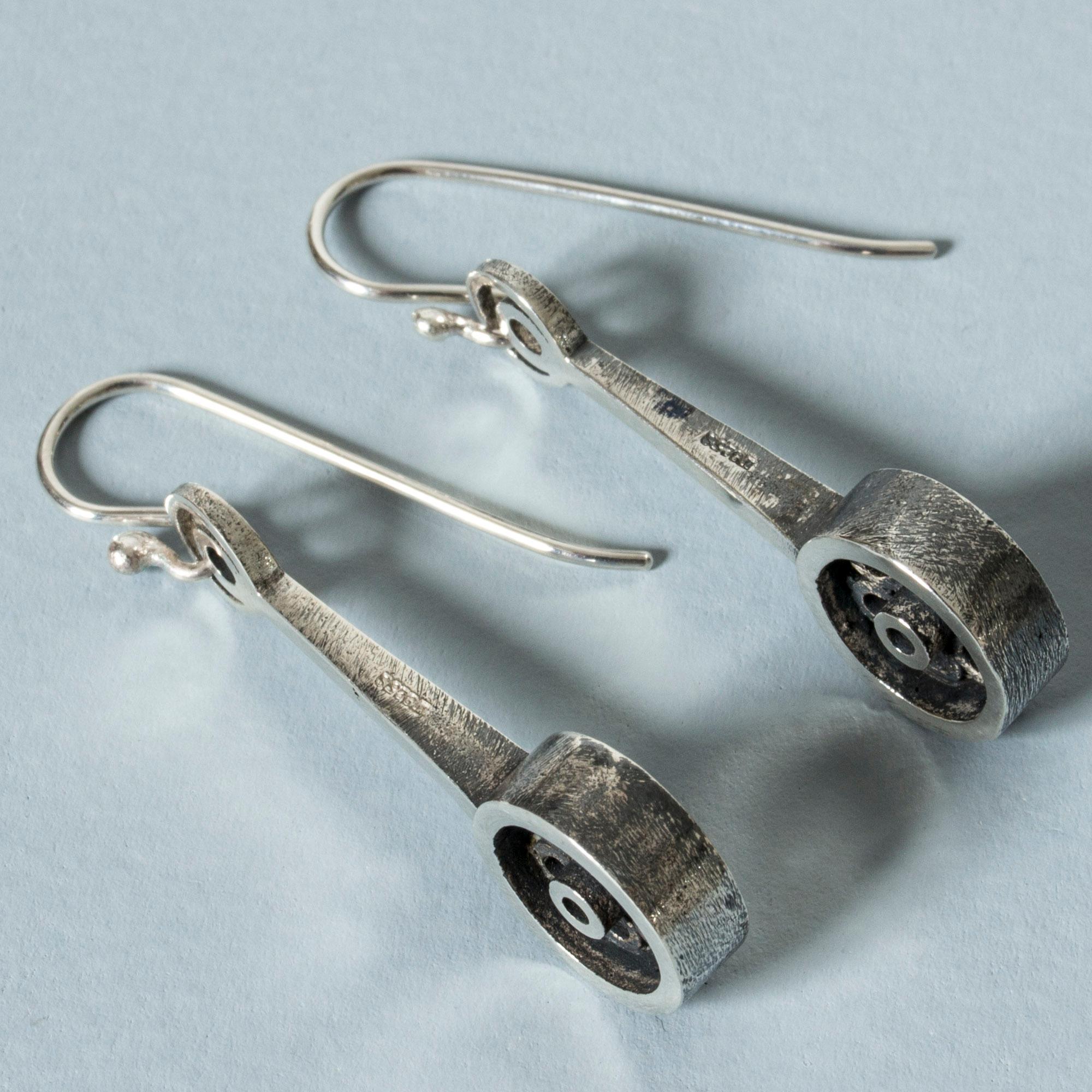 Pair of Silver Earrings by Gudmund Elvestad, Tostrup, Norway, 1960s For Sale 2