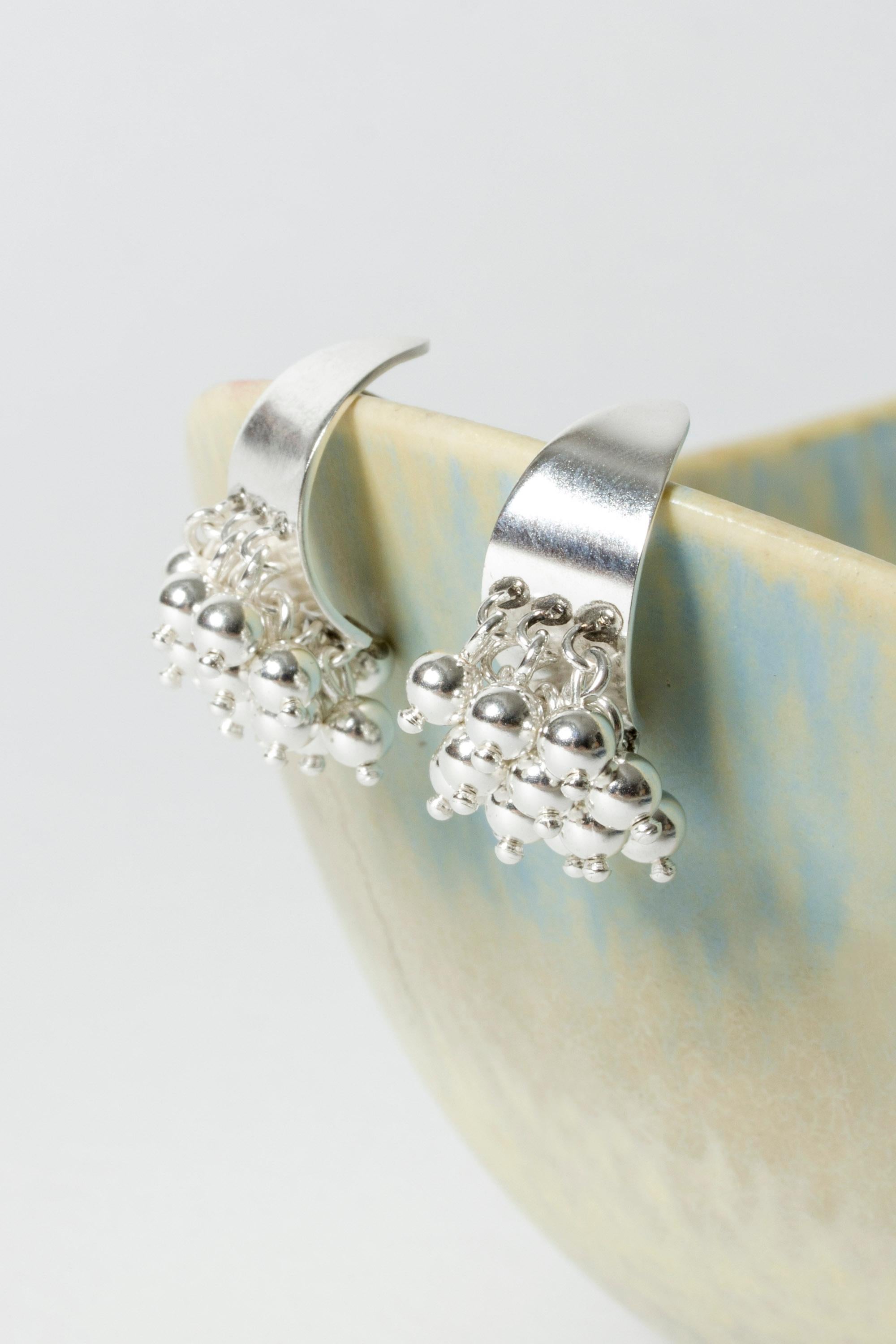 Pair of Silver Earrings by Heikki Kaksonen, Finland, 1966 For Sale 2