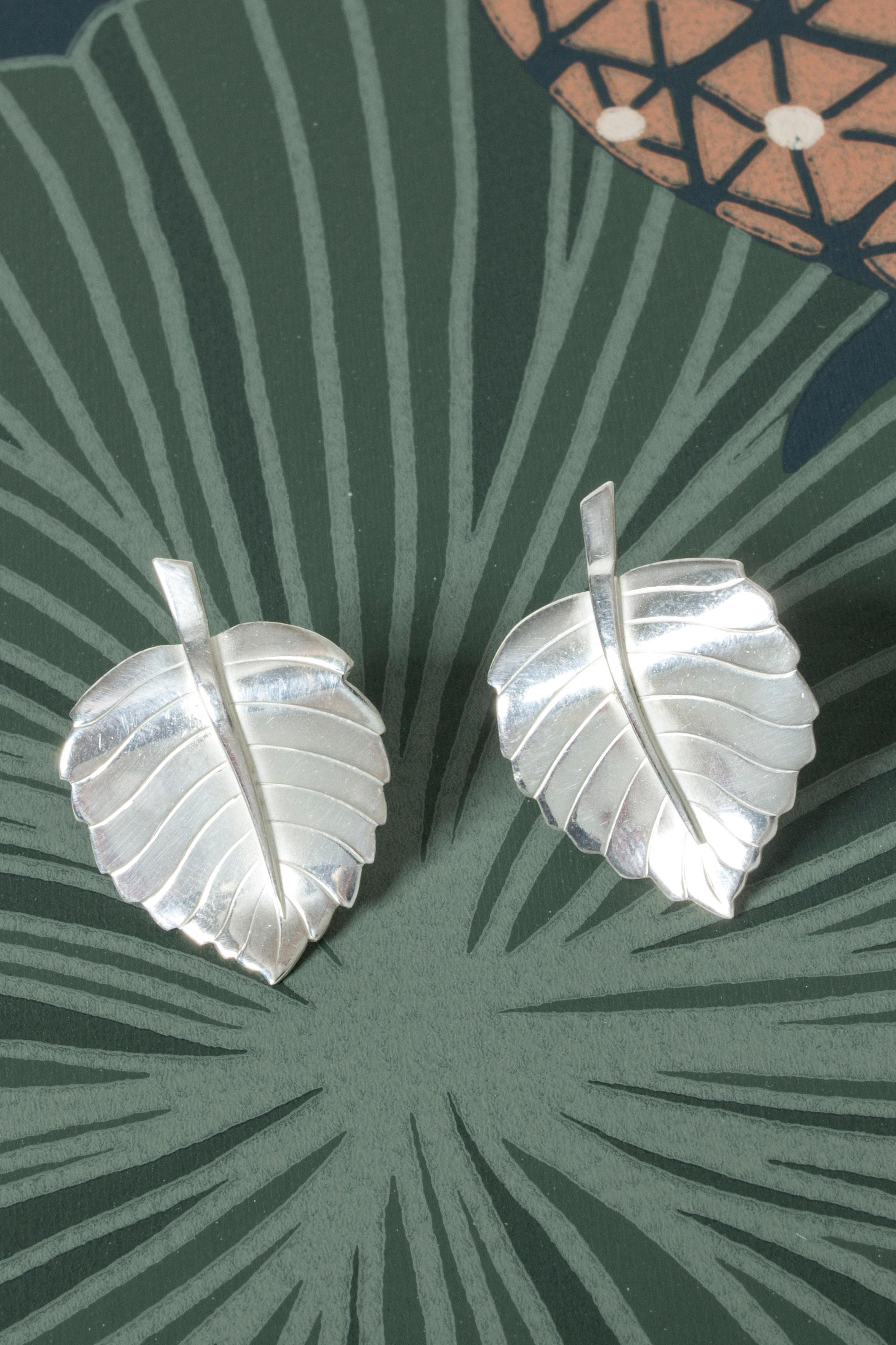Modernist Pair of Silver Earrings by Sigurd Persson for Stigbert, Sweden, 1947