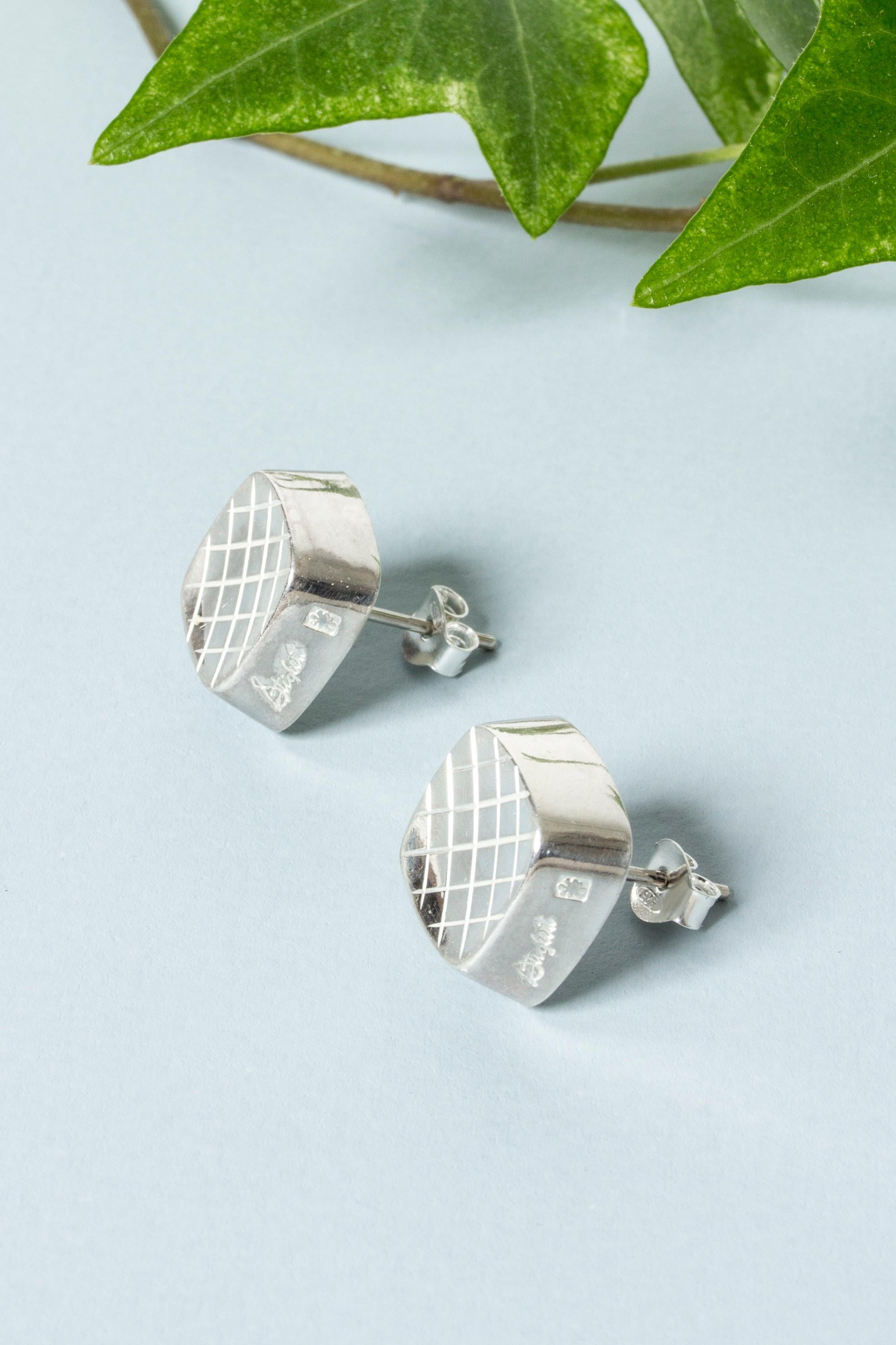 Modernist Pair of Silver Earrings by Sigurd Persson, Sweden, 1950s