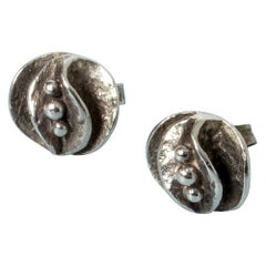 Pair of Silver Earrings by Theresia Hvorslev for Mema, Sweden, 1979