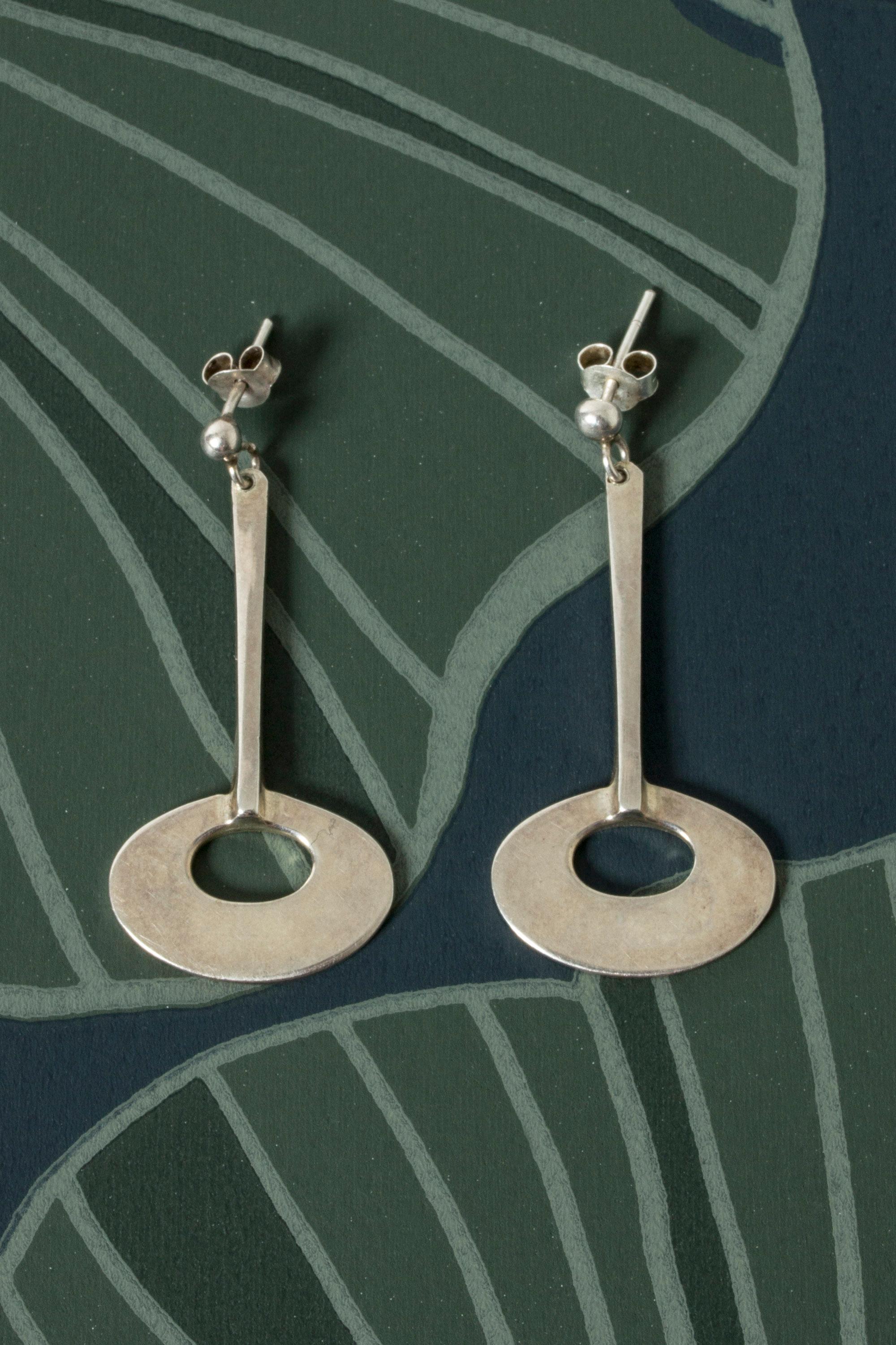 Pair of amazing silver earrings by Tone Vigeland in a cool, modernist design. Easy to wear pieces that stand out.
