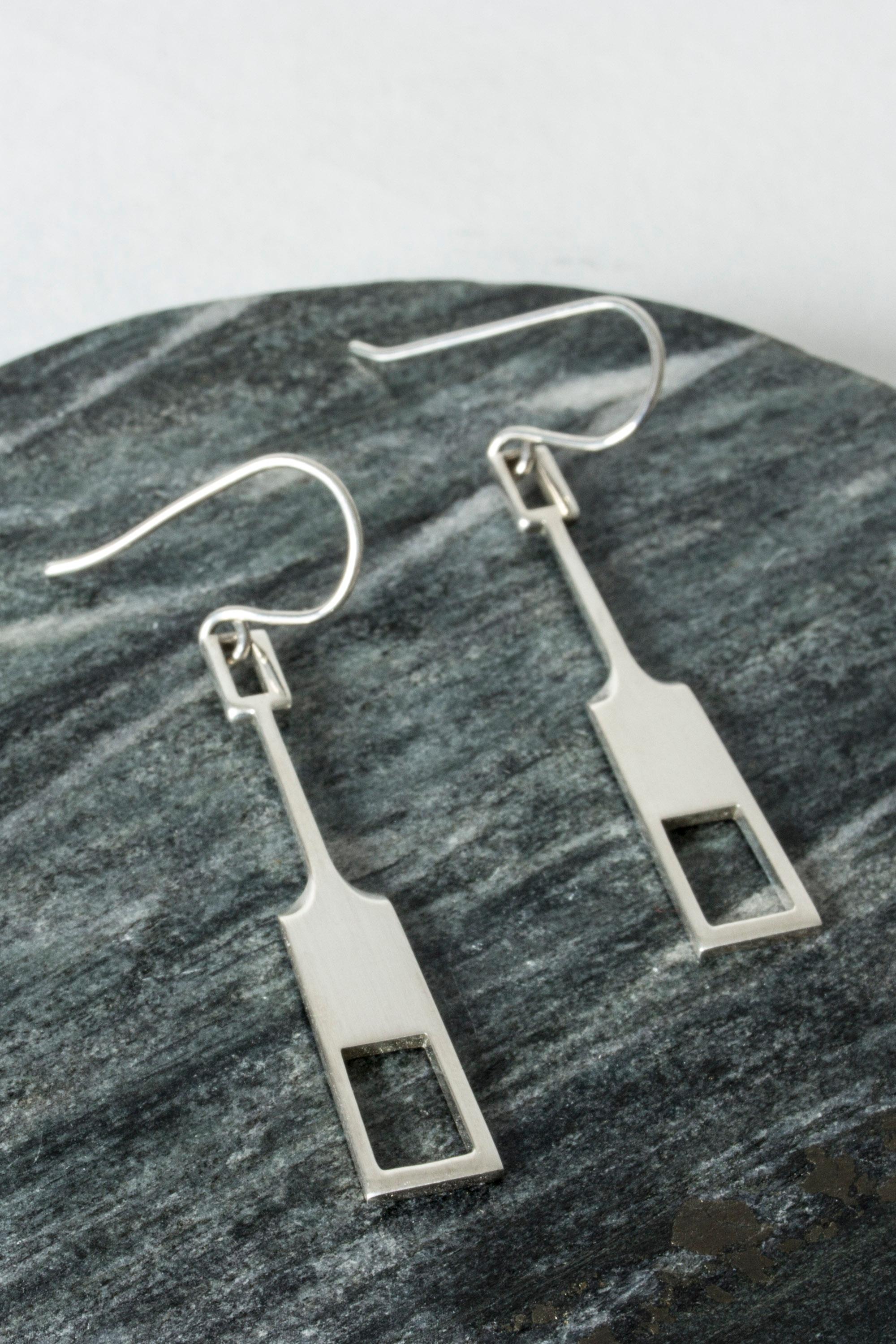 Modernist Vintage Scandinavian Silver Earrings by Tone Vigeland, Norway, 1960s For Sale