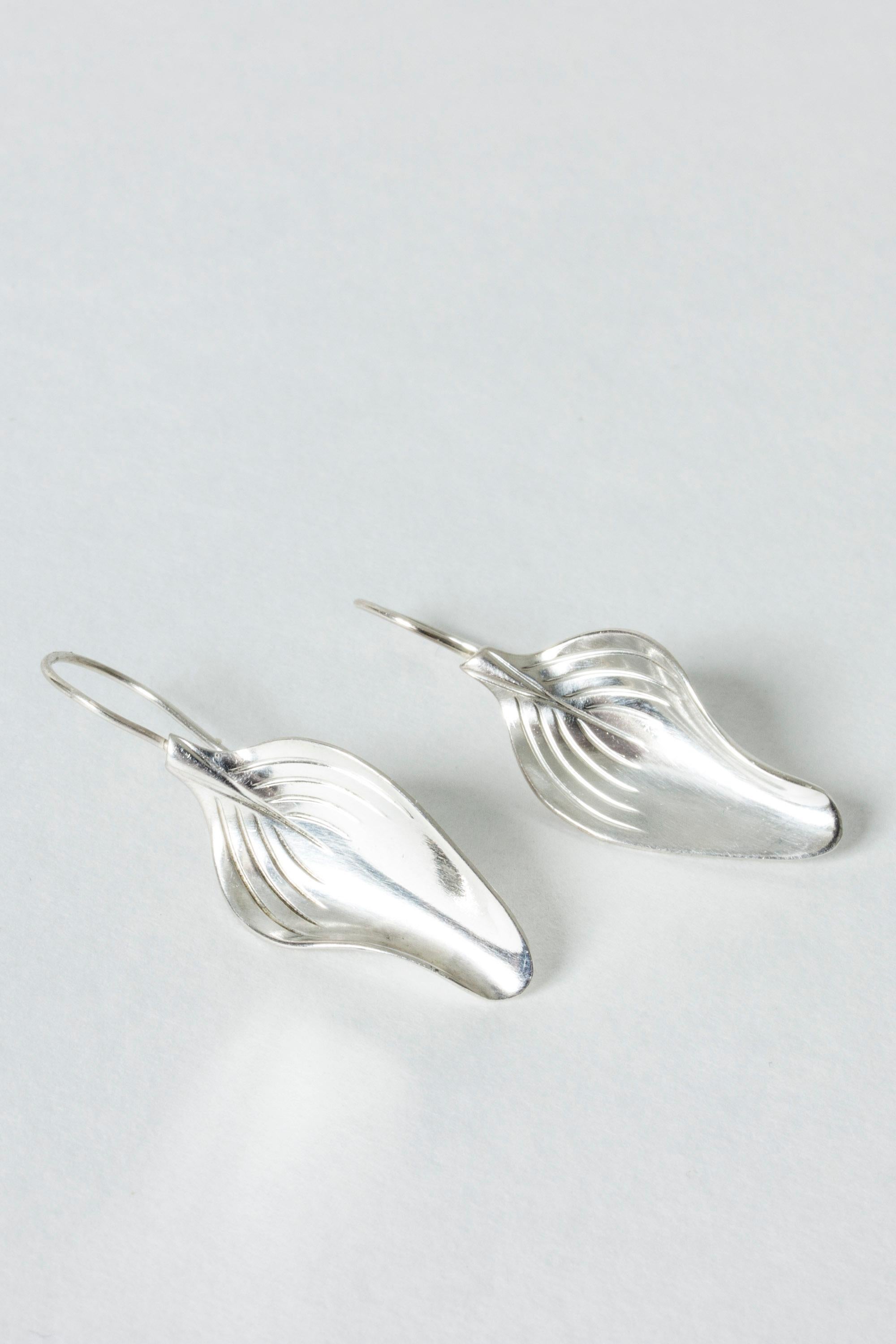 Modernist Pair of Silver Earrings by Viggo Wollny, Denmark, 1950s