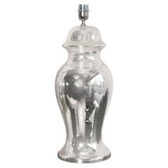 Pair of Silver Eglomized Glass Table Lamps