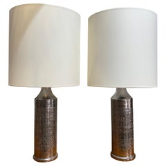 Pair of Silver Enameled Ceramic Lamps Bitossi circa 1970