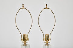 Pair of Silver Flecked Murano Lamps