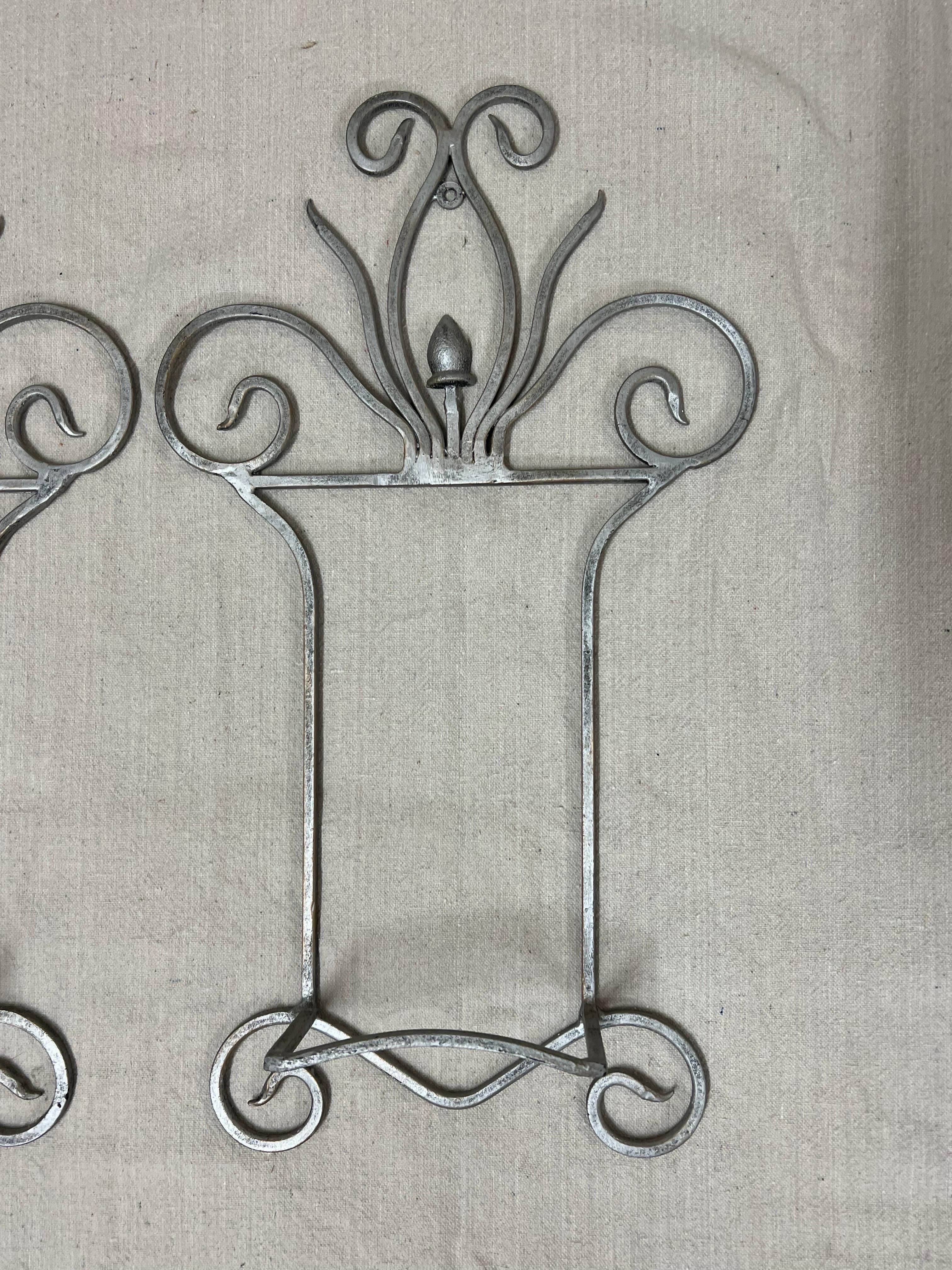 Pair of Large Silver Floral Hand Towel Racks For Sale 4