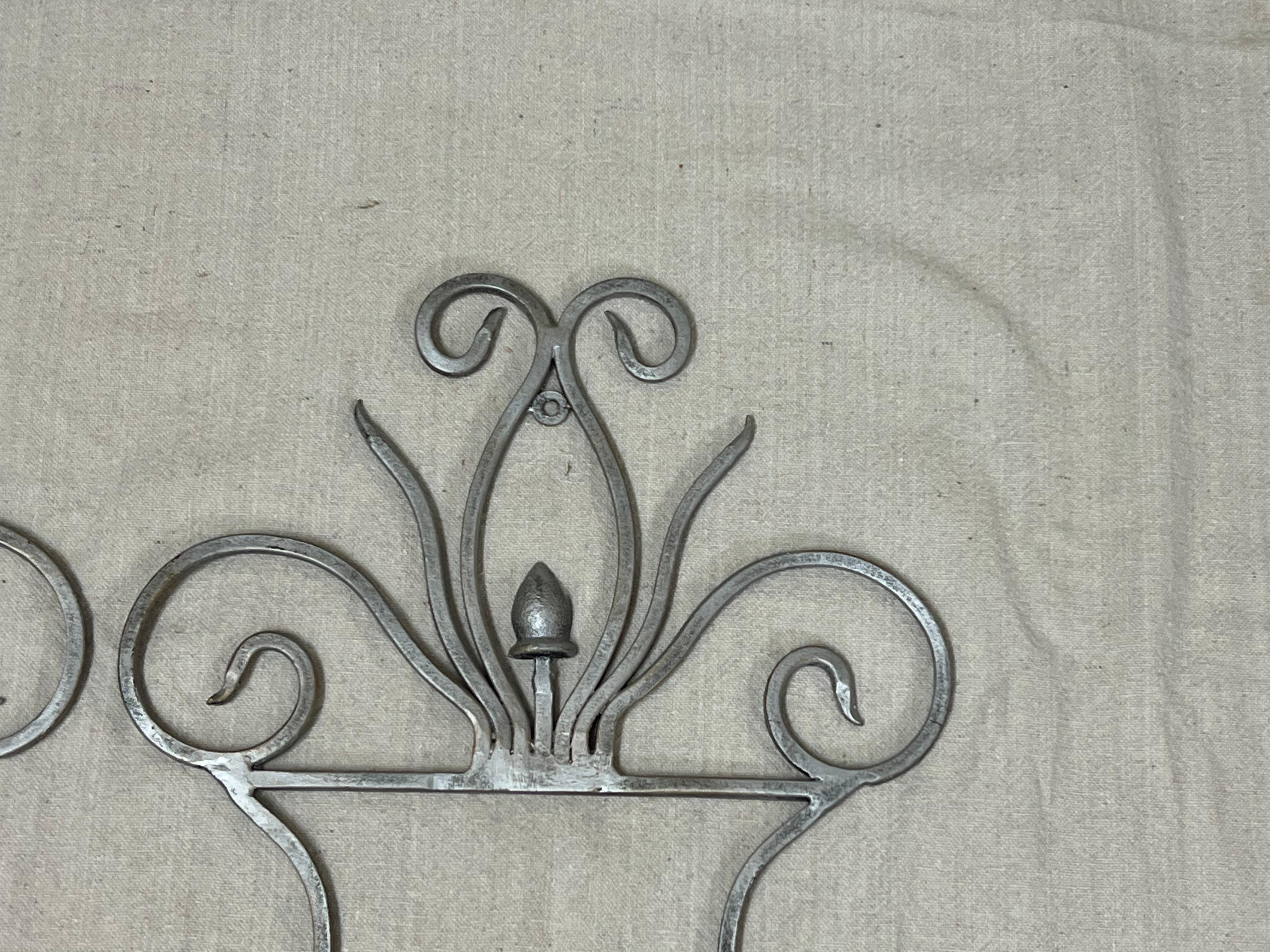 Pair of Large Silver Floral Hand Towel Racks For Sale 5