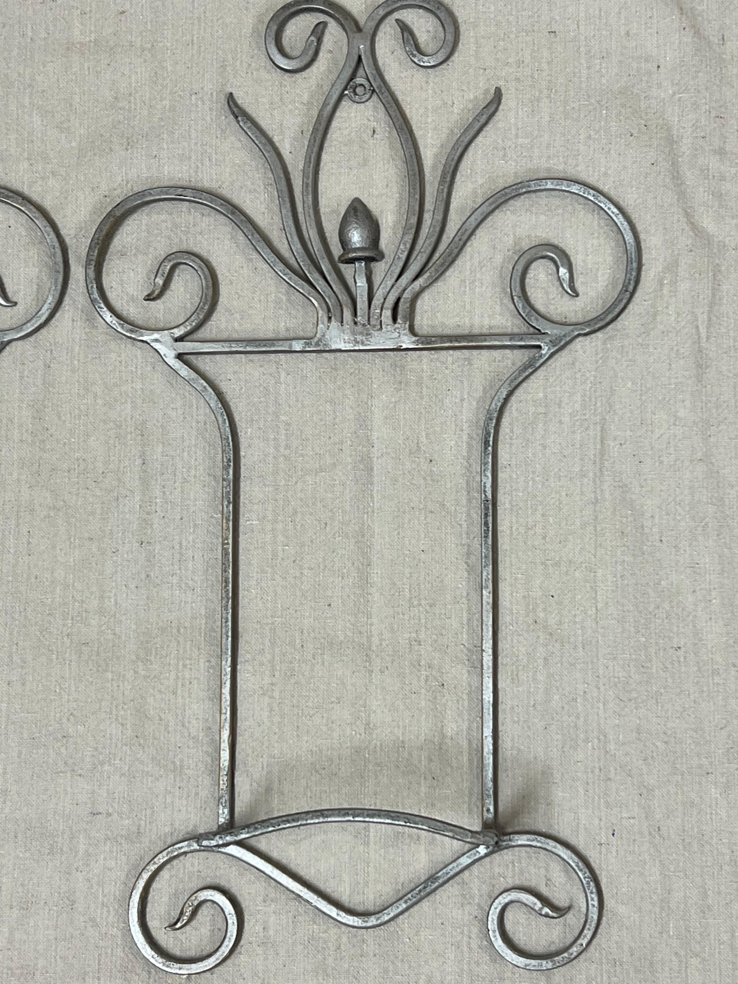 Pair of Large Silver Floral Hand Towel Racks For Sale 7