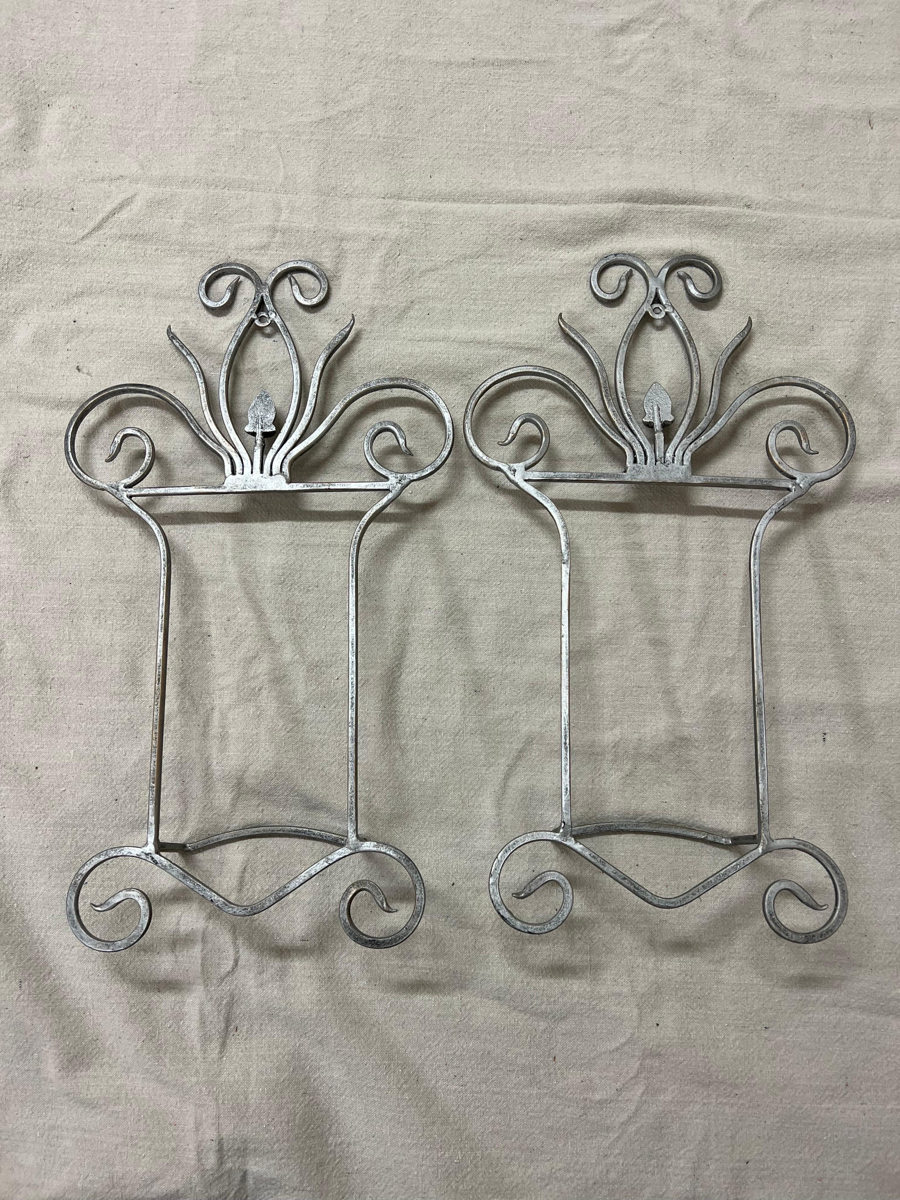 Pair of Large Silver Floral Hand Towel Racks For Sale 12