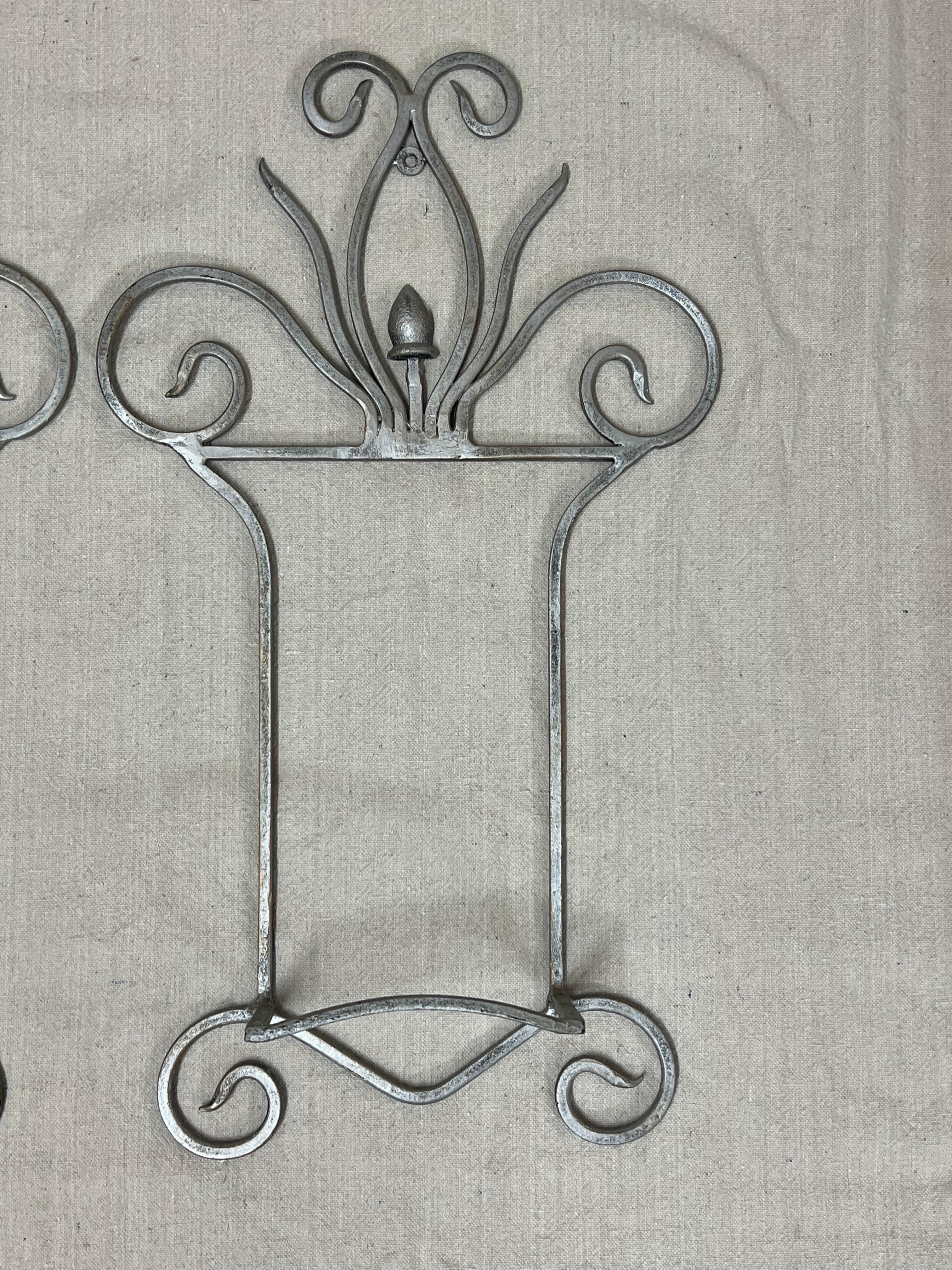 Late 20th Century Pair of Large Silver Floral Hand Towel Racks For Sale