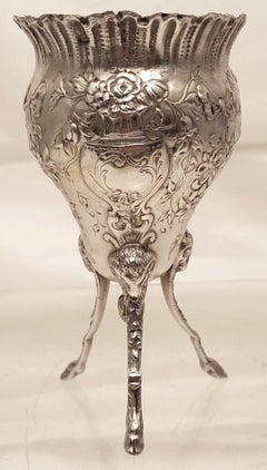 Pair of Silver Footed Vases with Flowers and Bows