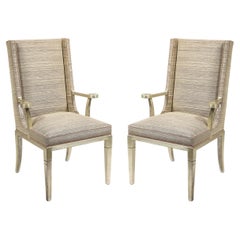 Retro Pair of Silver Gilt Arm Chairs by Tommi Parzinger for Charak Modern