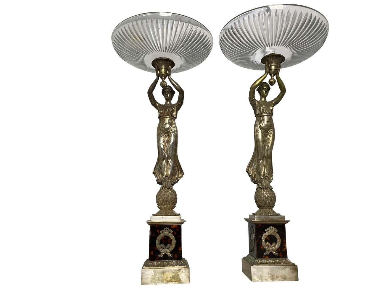 Pair of Silver Gilt Bronze French Tazzas with Tortoiseshell, 19th Century For Sale 2