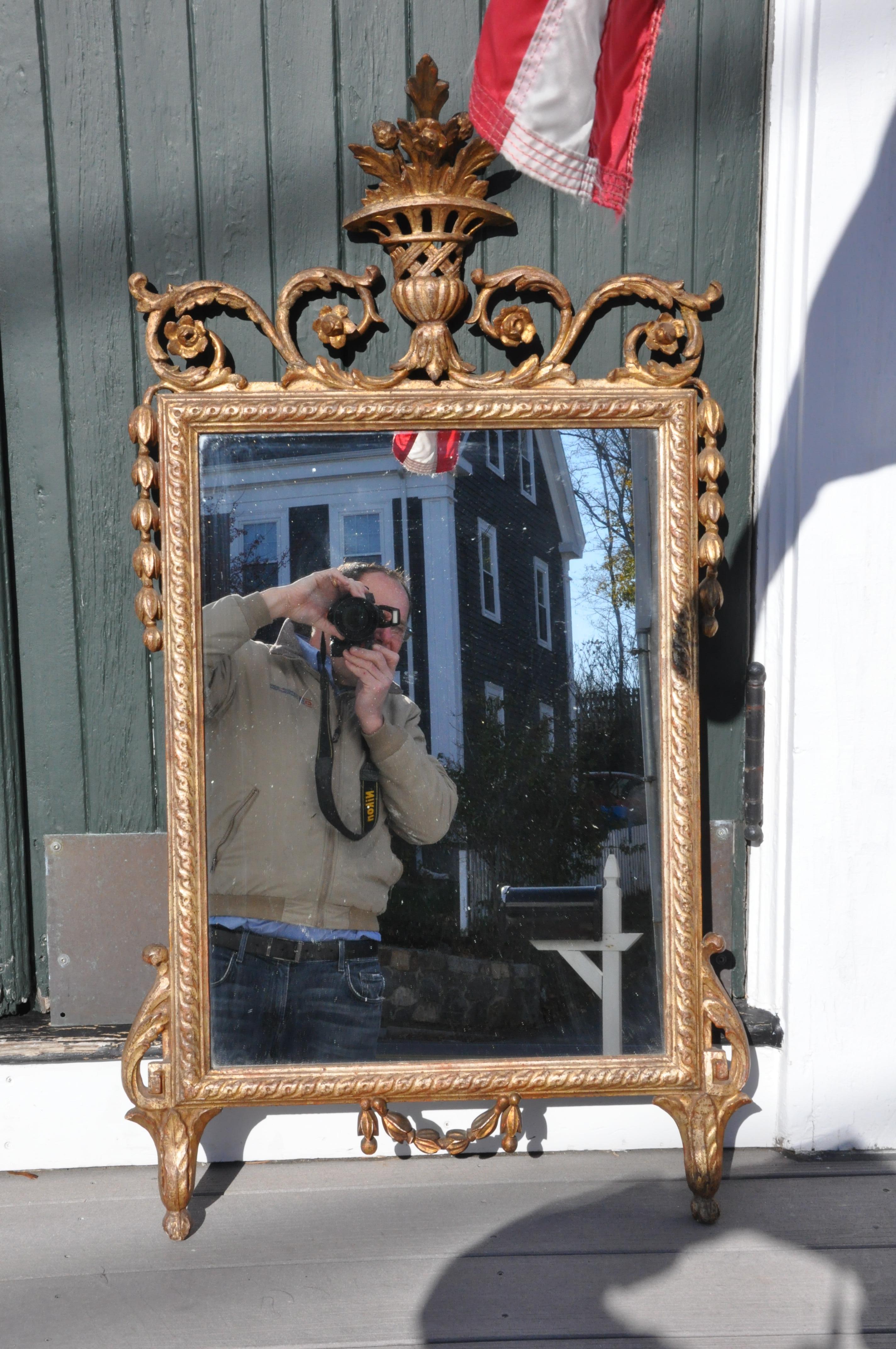 Pair of Silver Gilt Italian Neoclassical Mirrors In Good Condition In Essex, MA