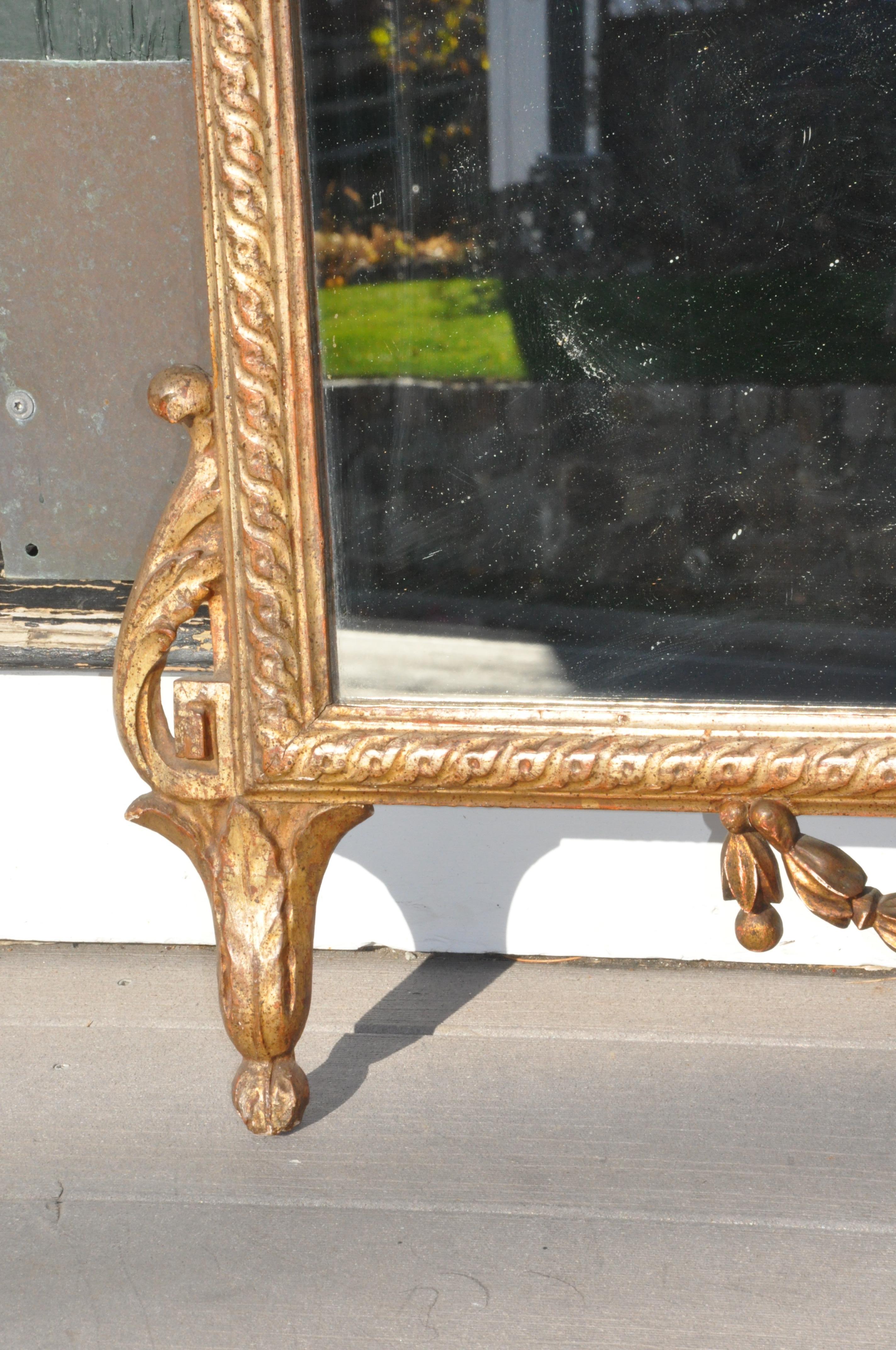 Silver Leaf Pair of Silver Gilt Italian Neoclassical Mirrors