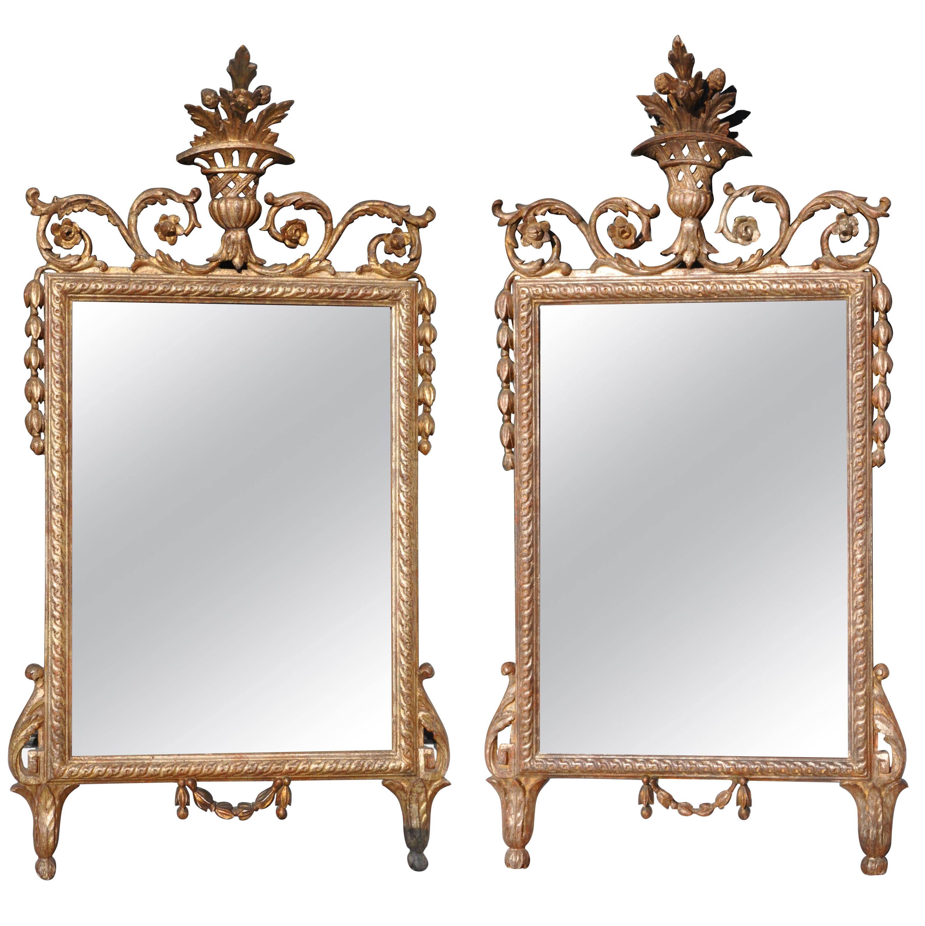 Pair of Silver Gilt Italian Neoclassical Mirrors