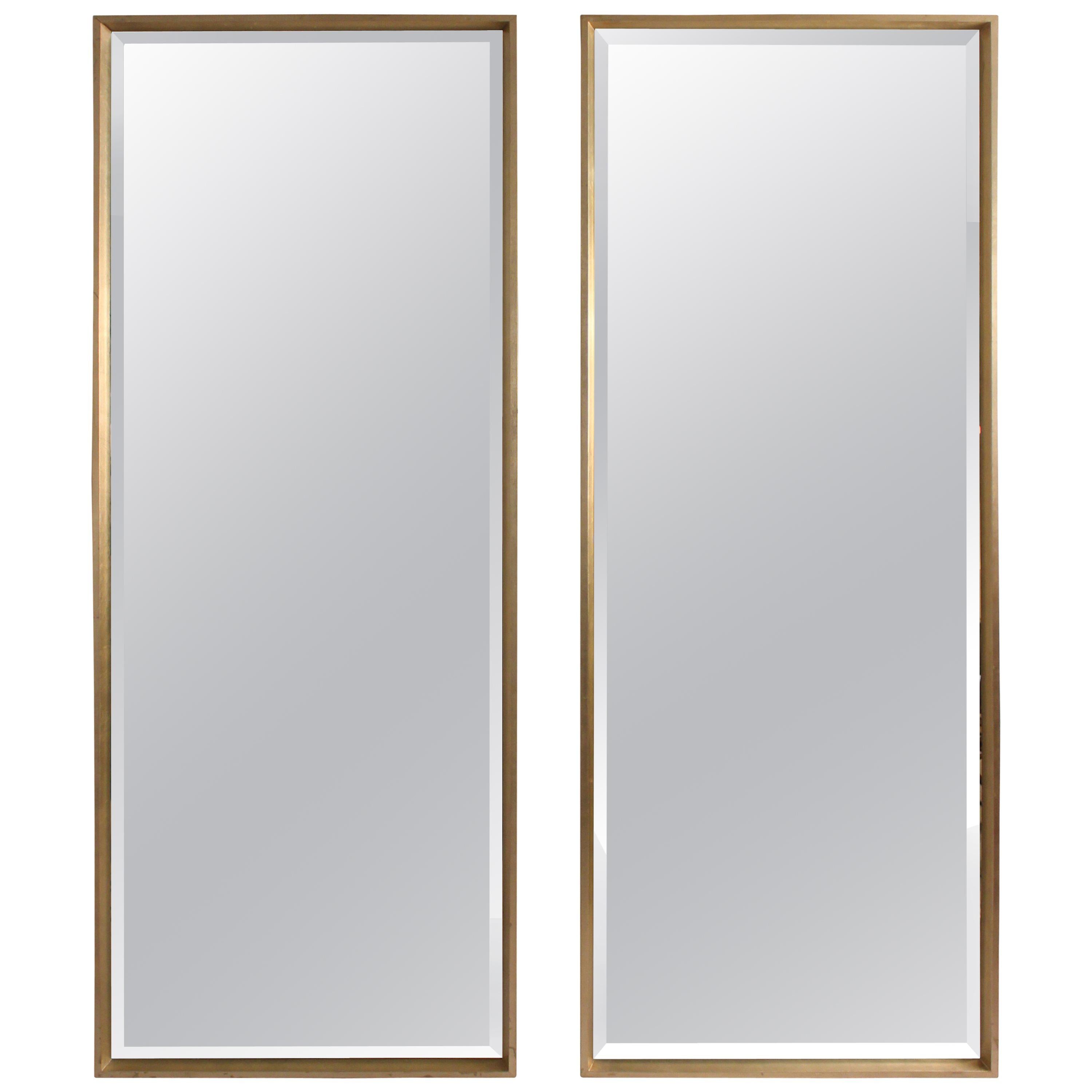 Pair of Silver Gilt Modern Full Length Mirrors For Sale at 1stDibs