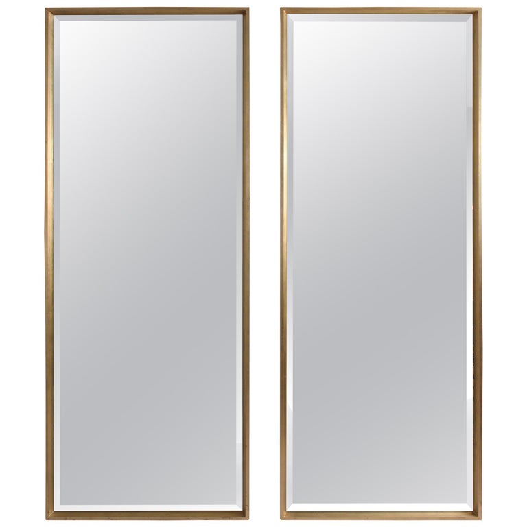 Pair of Silver Gilt Modern Full Length Mirrors For Sale at 1stDibs
