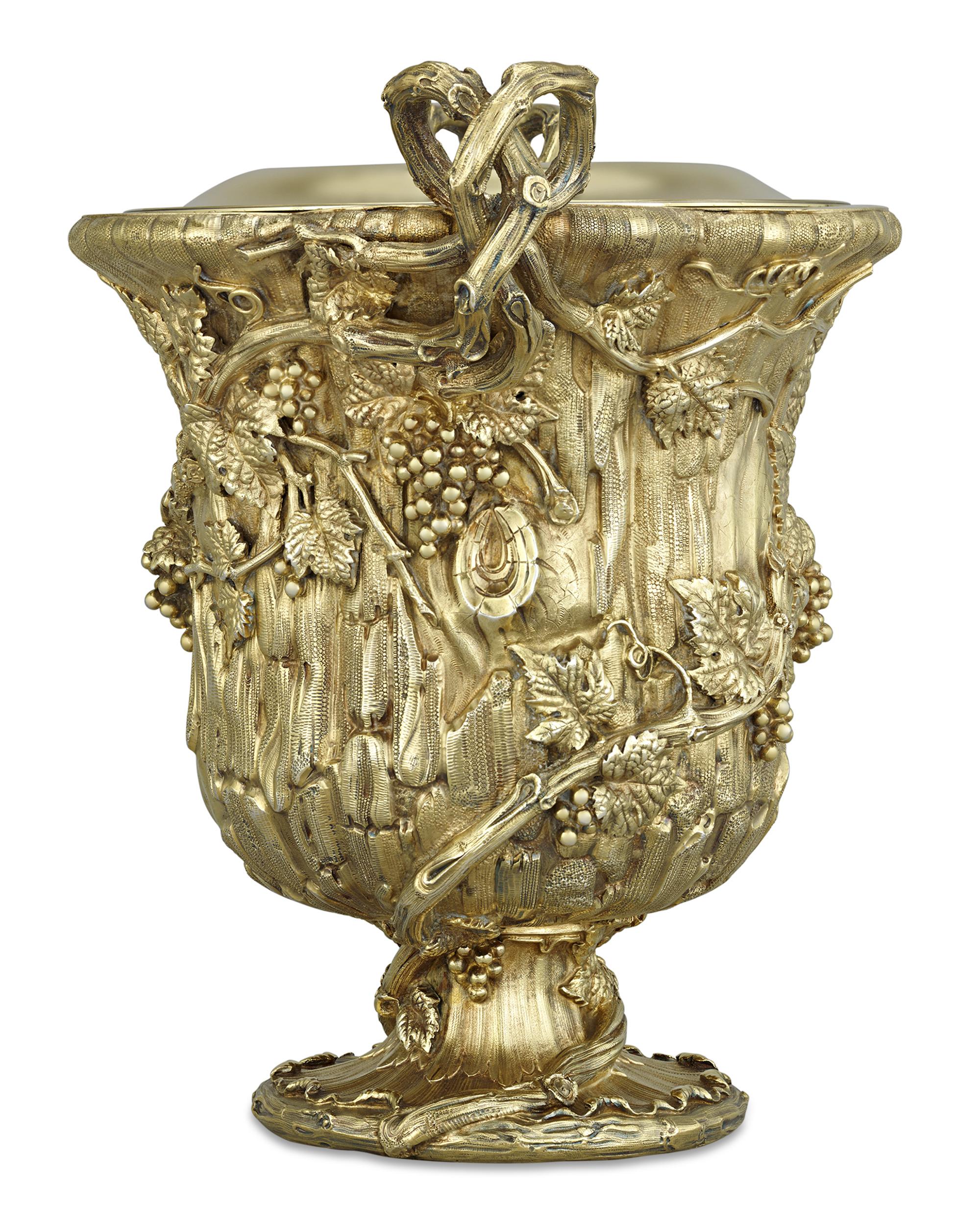 French Pair of Silver-Gilt Wine Coolers by Maison Aucoc