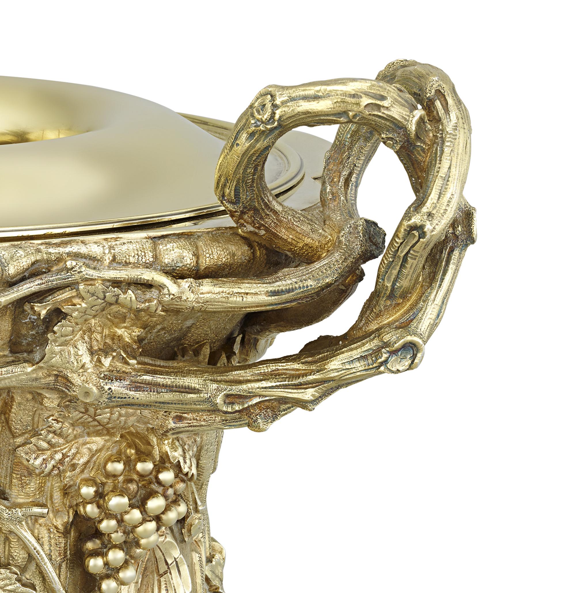 Pair of Silver-Gilt Wine Coolers by Maison Aucoc In Excellent Condition In New Orleans, LA