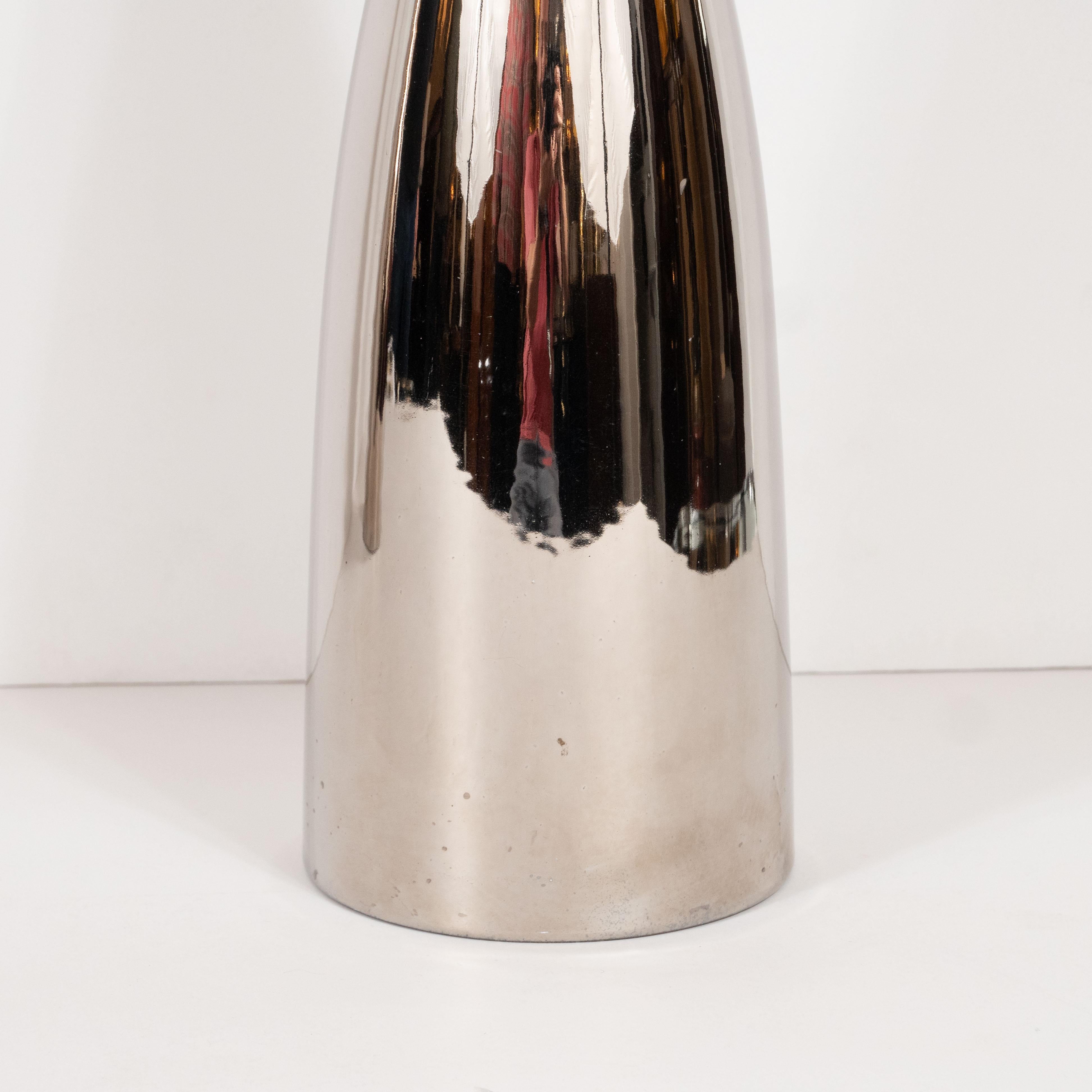 Mid-Century Modern Pair of Silver Hued Ceramic Vases by Jacques Molin for Faiencerie de Charolles