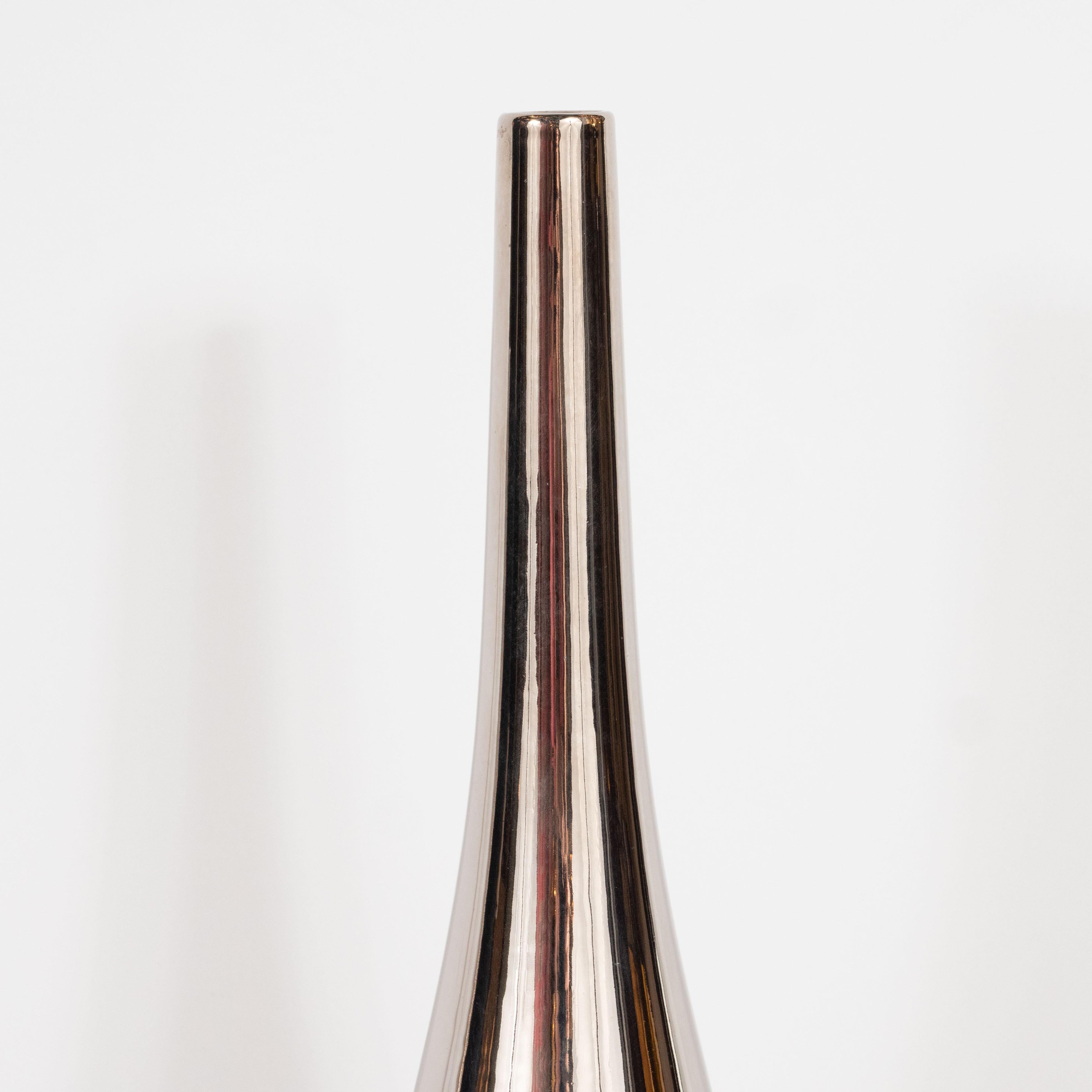 French Pair of Silver Hued Ceramic Vases by Jacques Molin for Faiencerie de Charolles