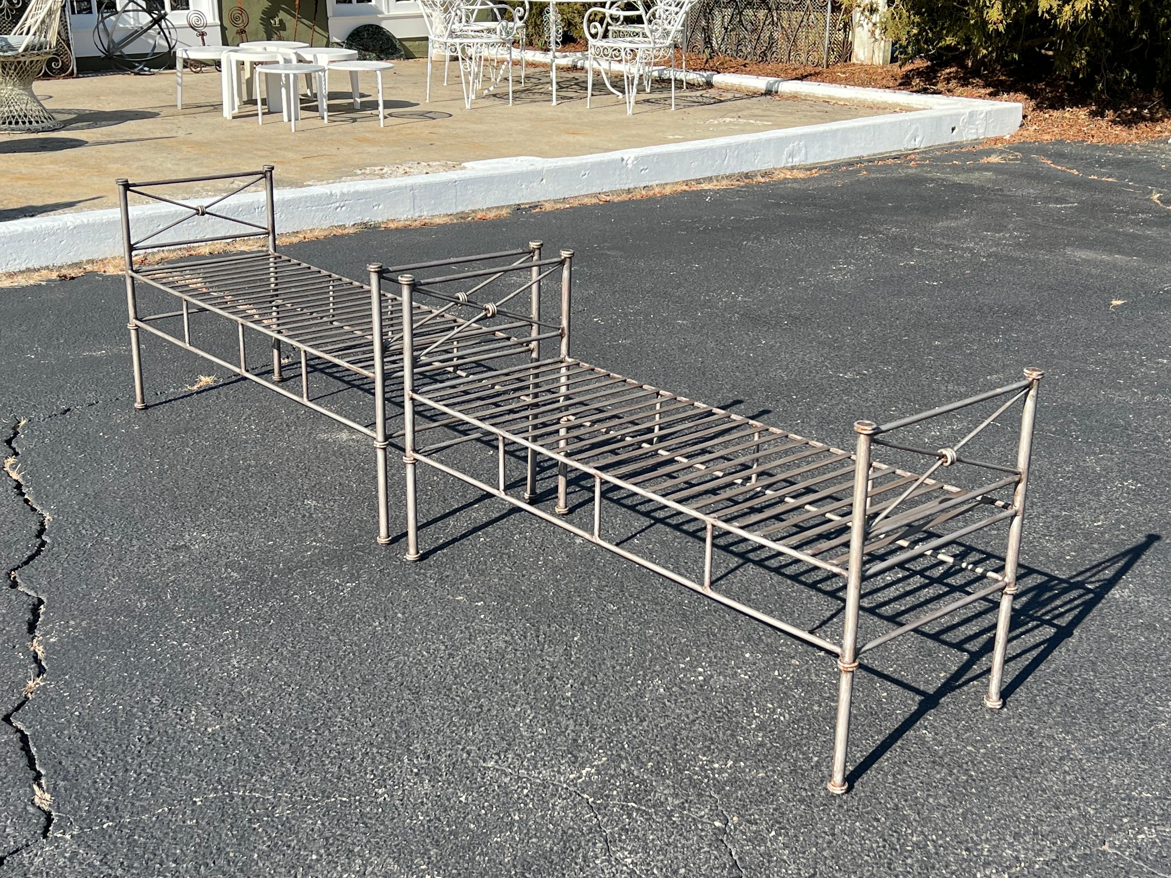 Pair of Silver Iron Benches or Settees For Sale 7