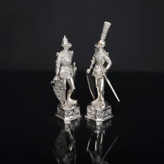 Pair of Silver Knight Figures