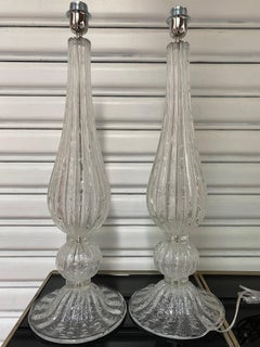 Pair of Silver Lamps Alberto Dona Murano 1970
