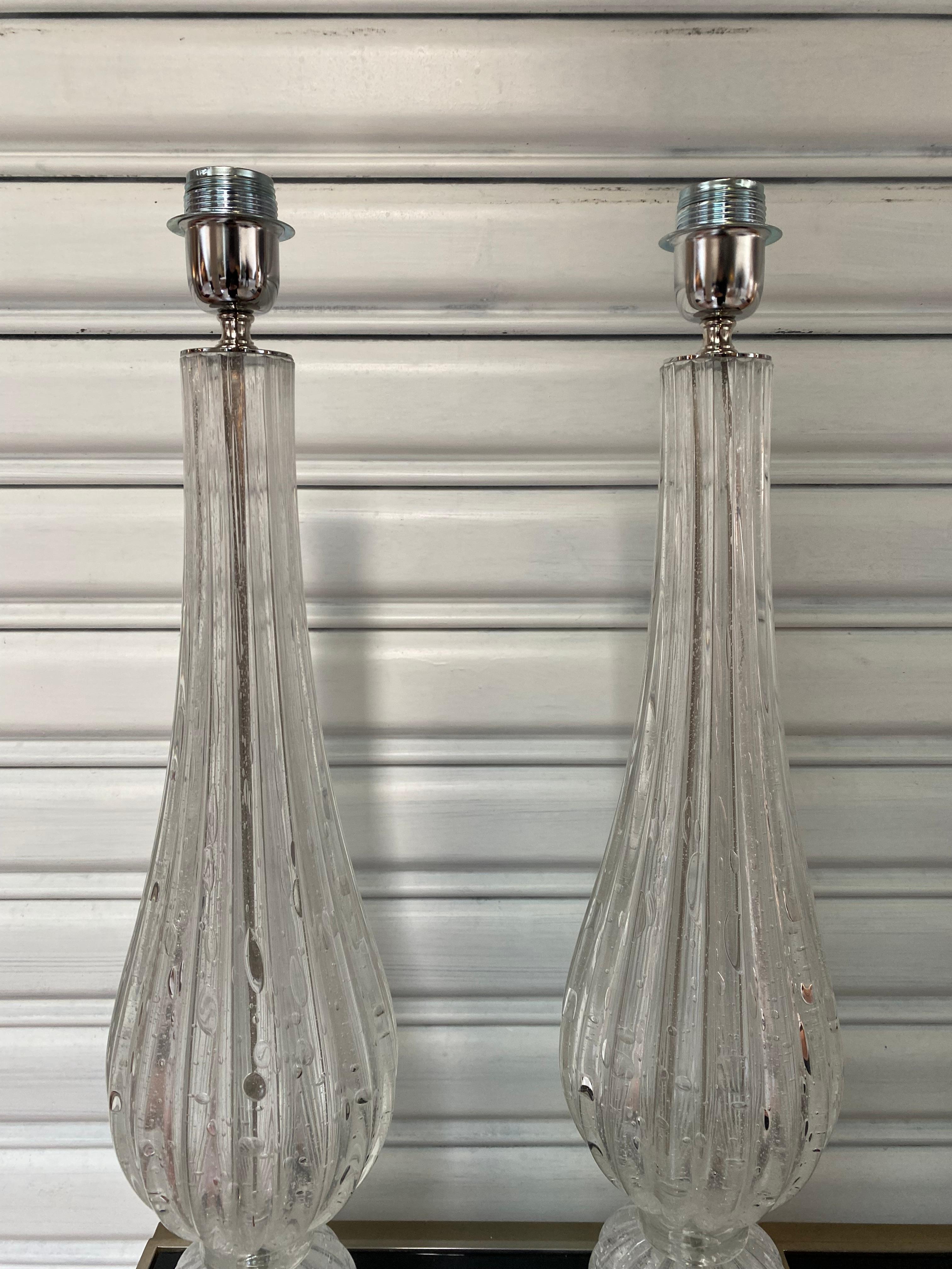 Pair of Silver Lamps Alberto Dona Murano 1970 For Sale 1