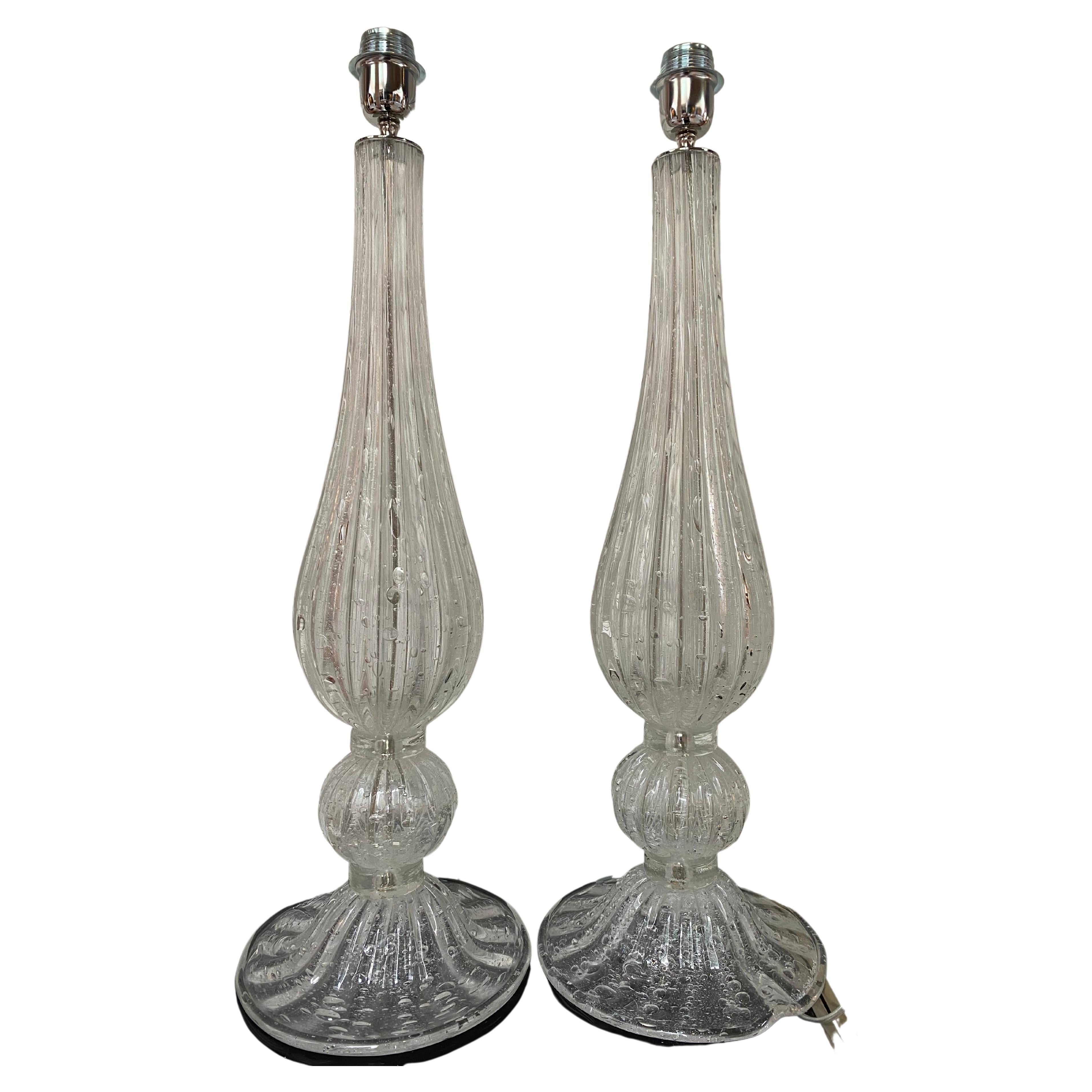 Pair of Silver Lamps Alberto Dona Murano 1970 For Sale