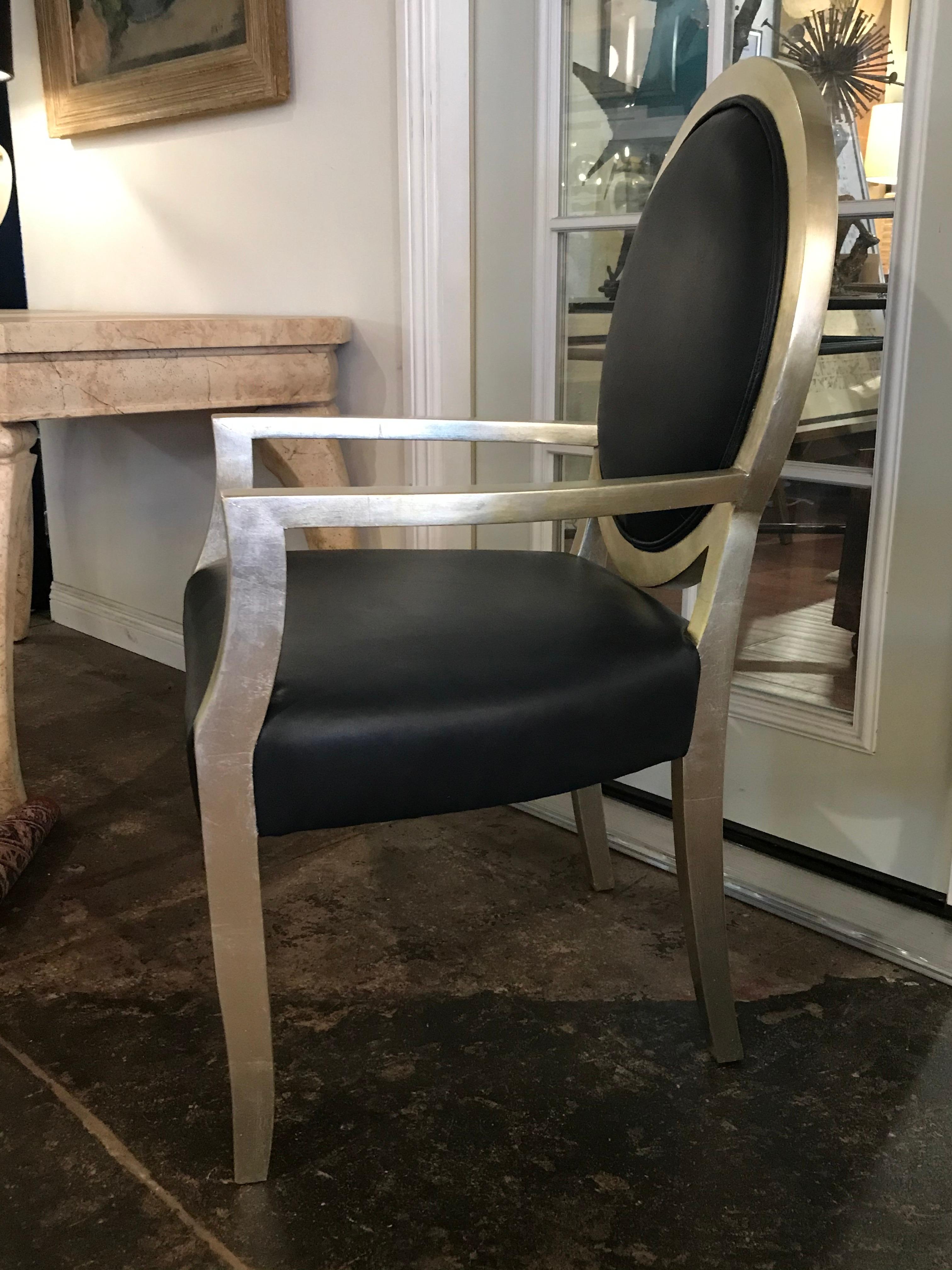 American Pair of Silver Leaf Chairs Att. to John Hutton for Donghia
