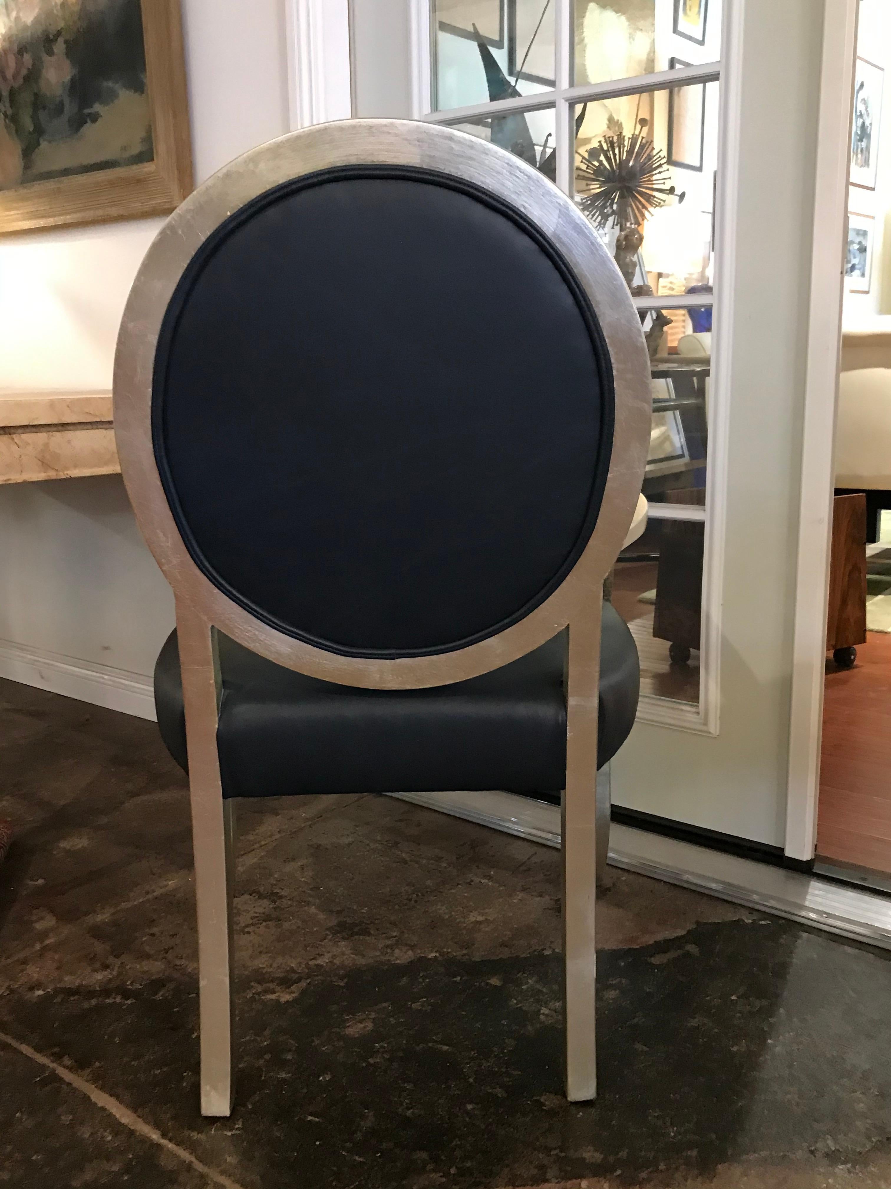 Silvered Pair of Silver Leaf Chairs Att. to John Hutton for Donghia