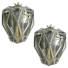 Pair of Silver Leaf Wall Lanterns