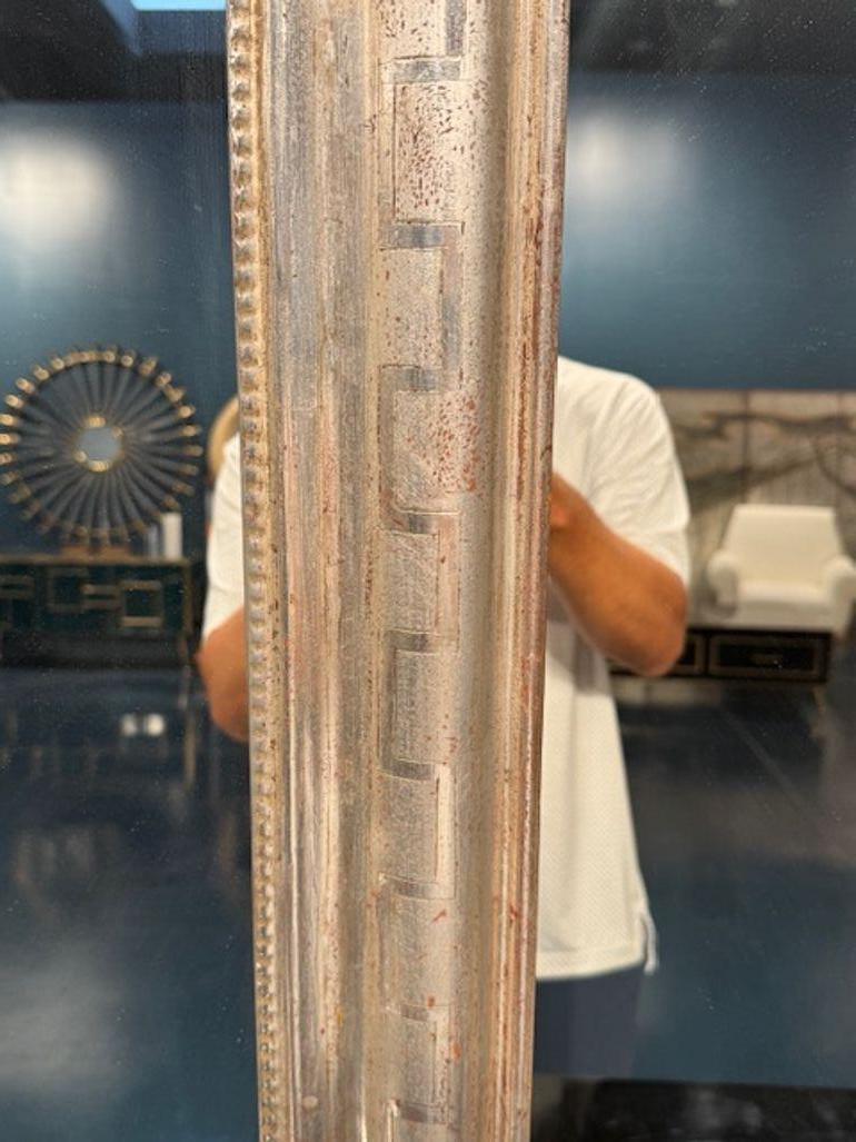Pair of Silver Louis Philippe Mirrors with Geometric Pattern In Good Condition For Sale In Dallas, TX