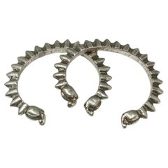Pair of Silver Makara Cuff Bracelets, Rajasthan, India
