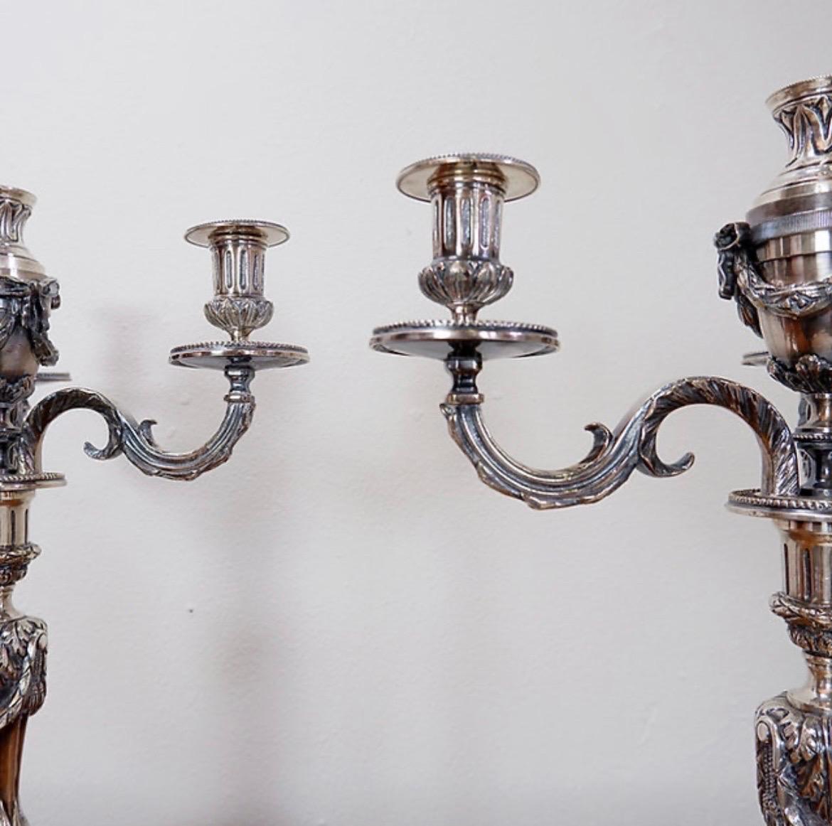 Pair of silver metal Candlesticks 3 branches / 4 fires 3