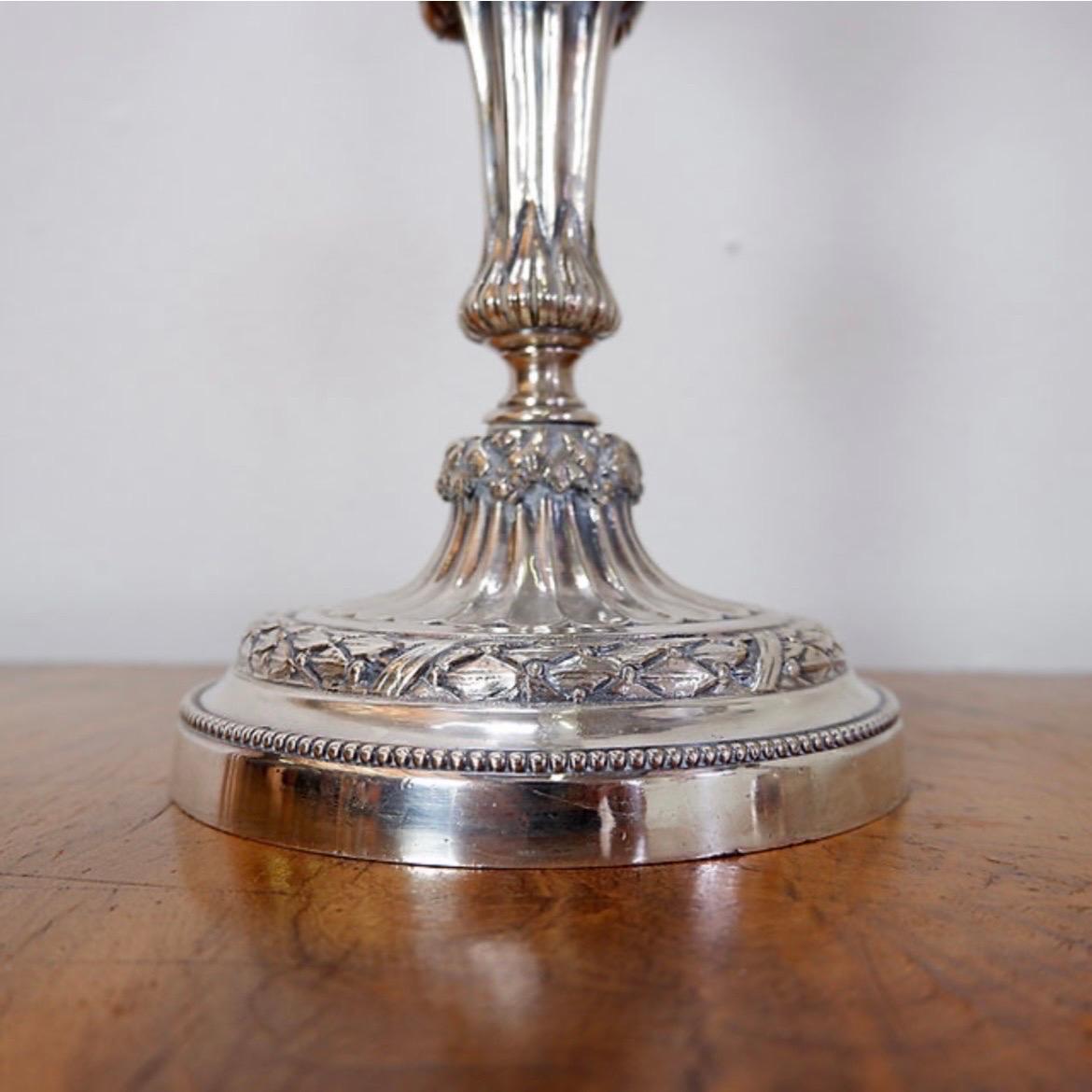Pair of silver metal Candlesticks 3 branches / 4 fires 4