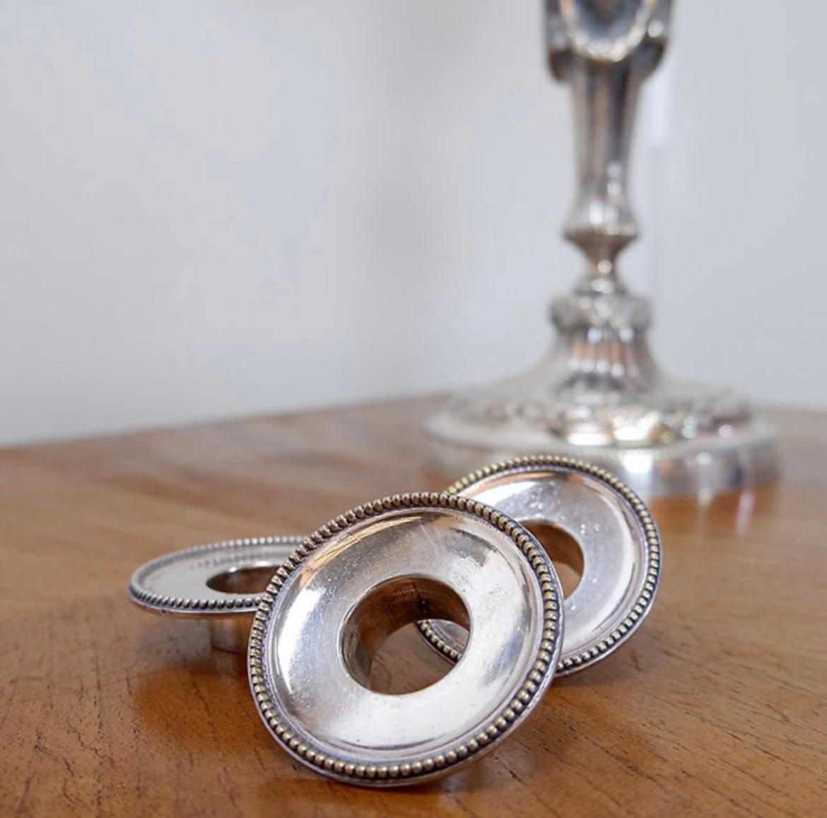 Pair of silver metal Candlesticks 3 branches / 4 fires 7