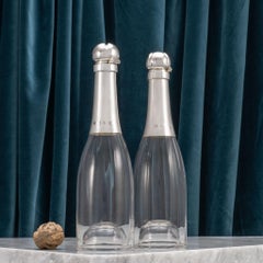 Pair of Silver Mounted Champagne Half Bottle Size Decanters, Hallmarked 1893.