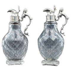 Pair of Silver-Mounted Pint Decanters, England 1830