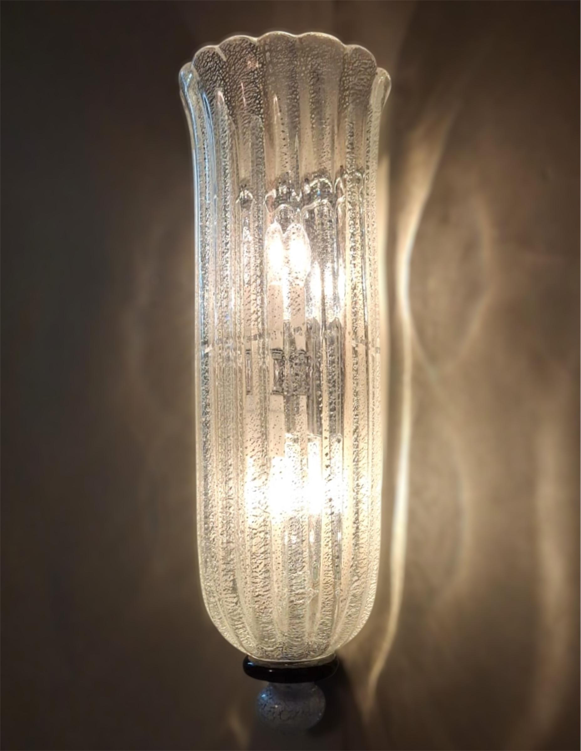 Paar silberne Murano-Wandleuchter von Seguso im Angebot 3
