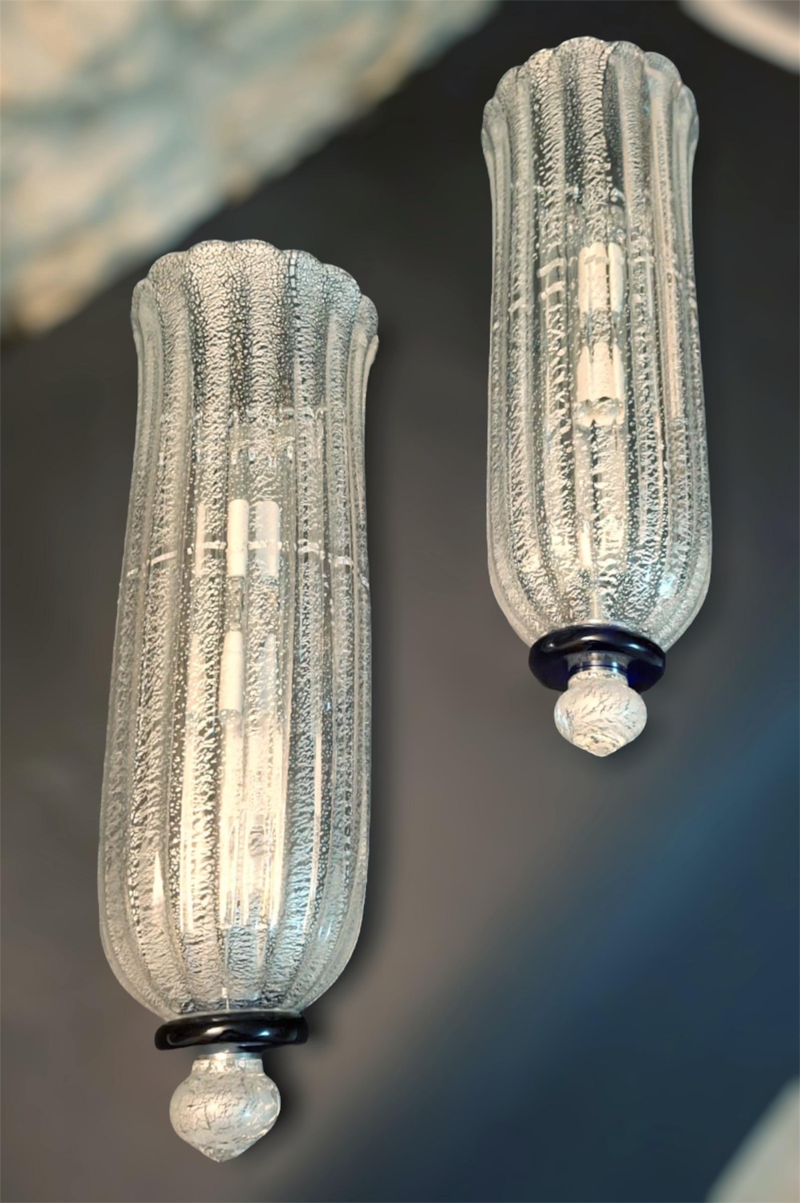 Paar silberne Murano-Wandleuchter von Seguso im Angebot 5