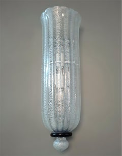 Paar silberne Murano-Wandleuchter von Seguso