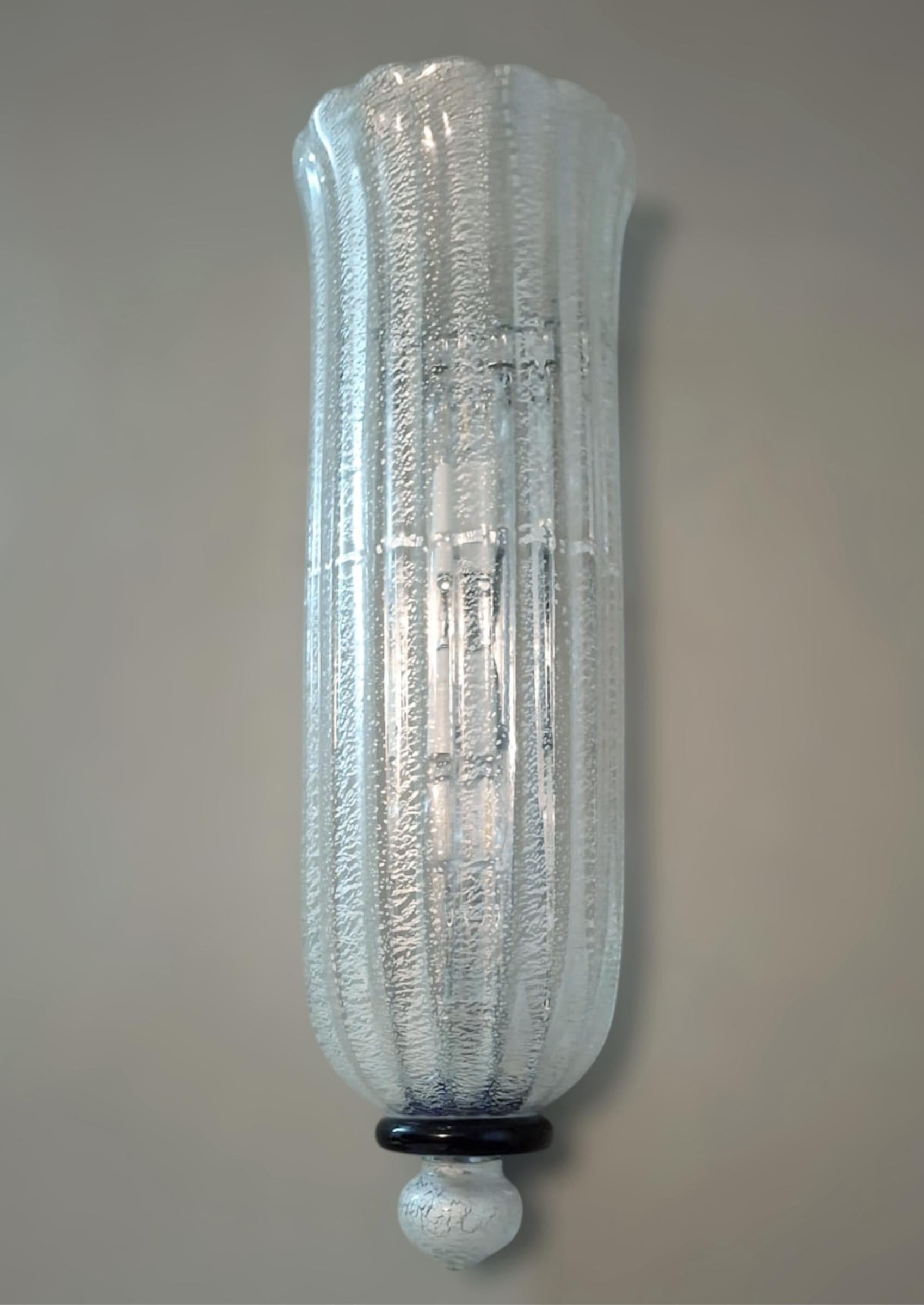 Paar silberne Murano-Wandleuchter von Seguso (Moderne der Mitte des Jahrhunderts) im Angebot