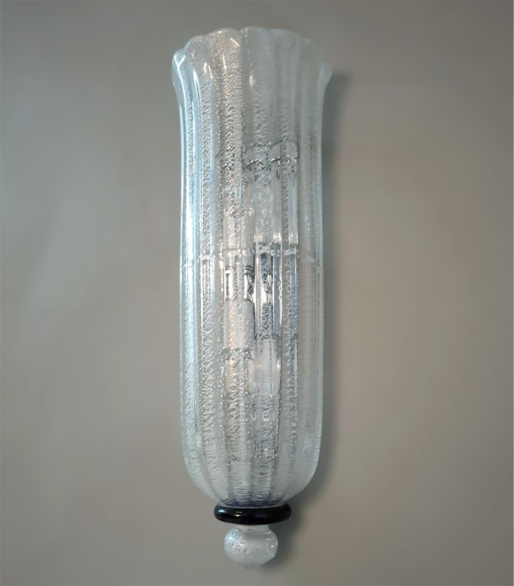 Paar silberne Murano-Wandleuchter von Seguso (Italienisch) im Angebot