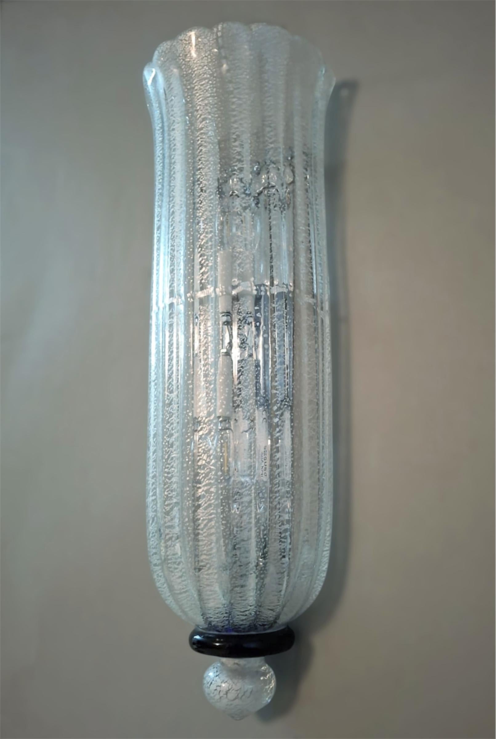 Paar silberne Murano-Wandleuchter von Seguso im Zustand „Gut“ im Angebot in Los Angeles, CA