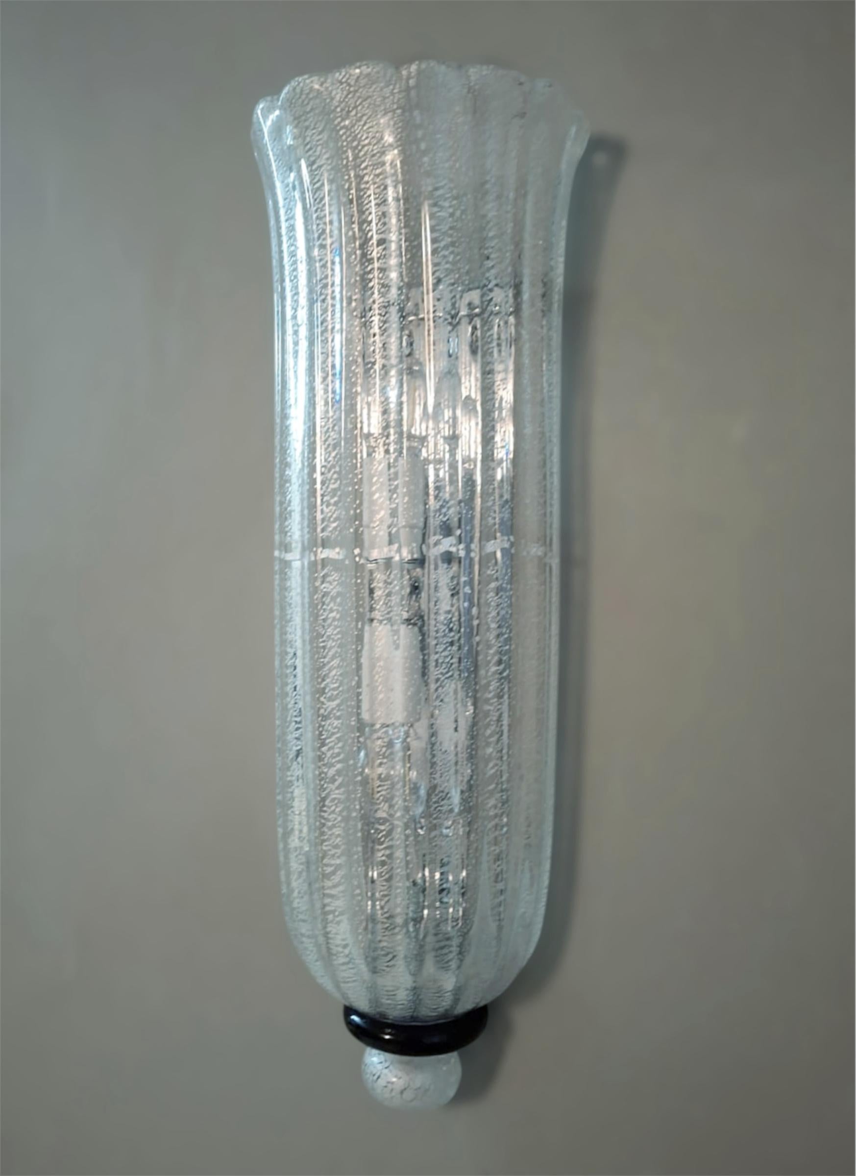 Paar silberne Murano-Wandleuchter von Seguso (20. Jahrhundert) im Angebot